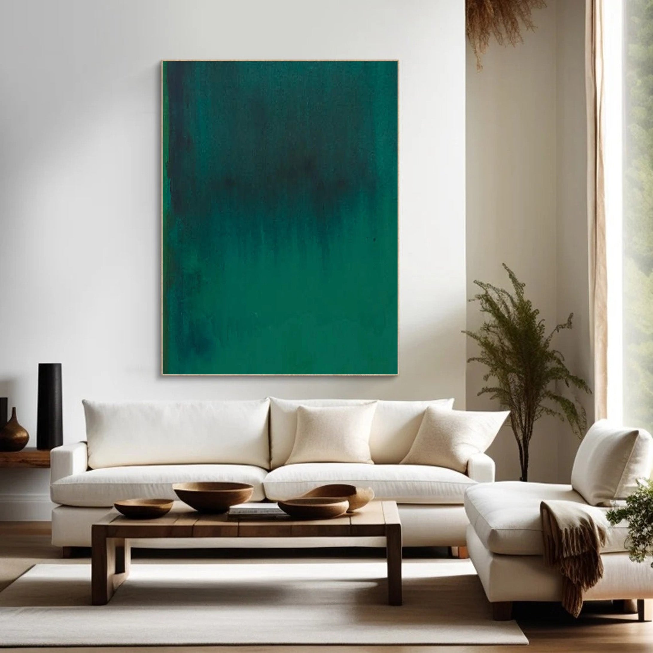 Aurora Green Canvas, Atmospheric Minimalist Decor #BGA 198