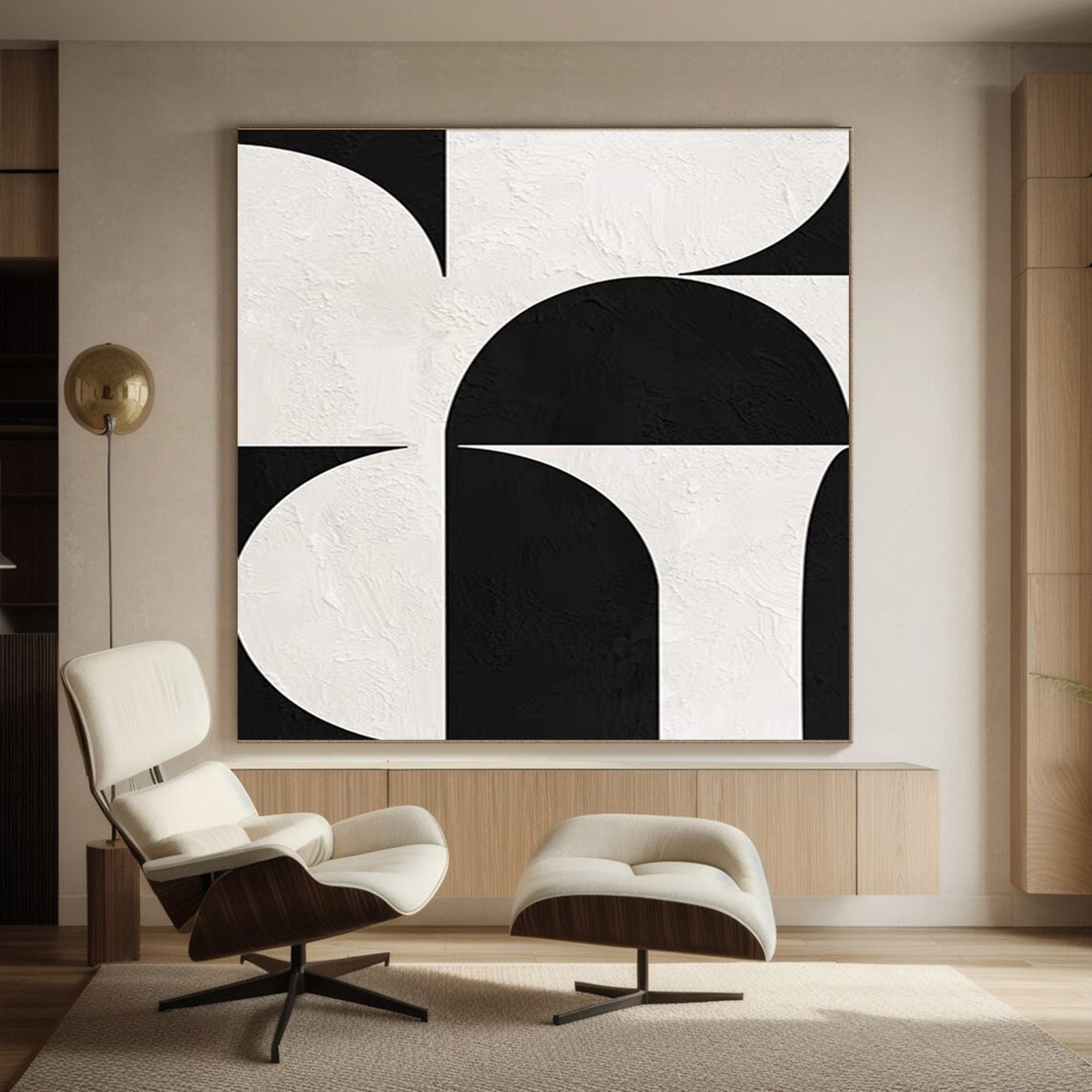 Minimalist Black and White Abstract, Textured Geometric Art #BGA 249