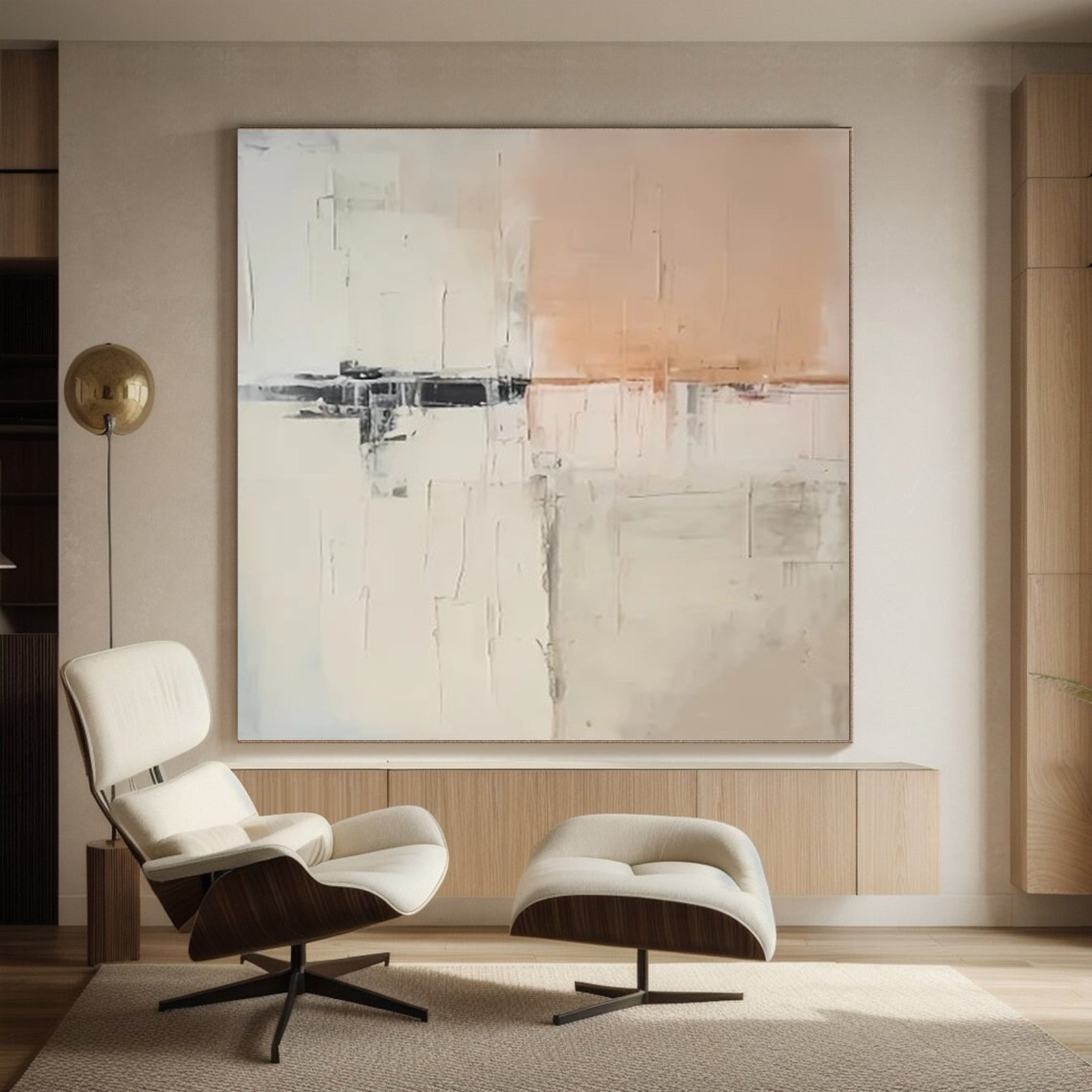 Abstract Peach & Black Art, Scandinavian Modern Wall Decor #BGA 219