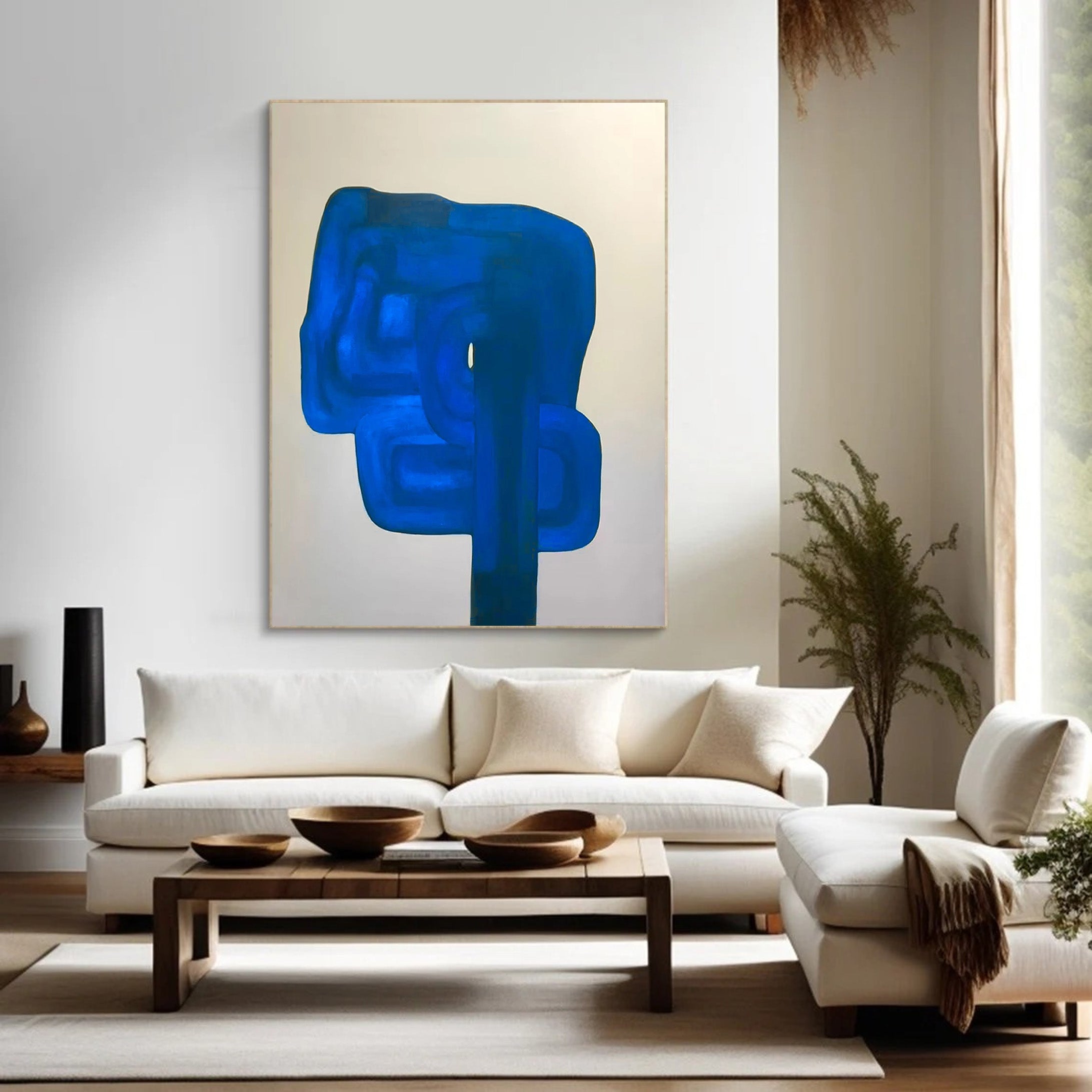 Azure Form: Bold Blue Abstract, Modern Minimalist Art #BGA 201