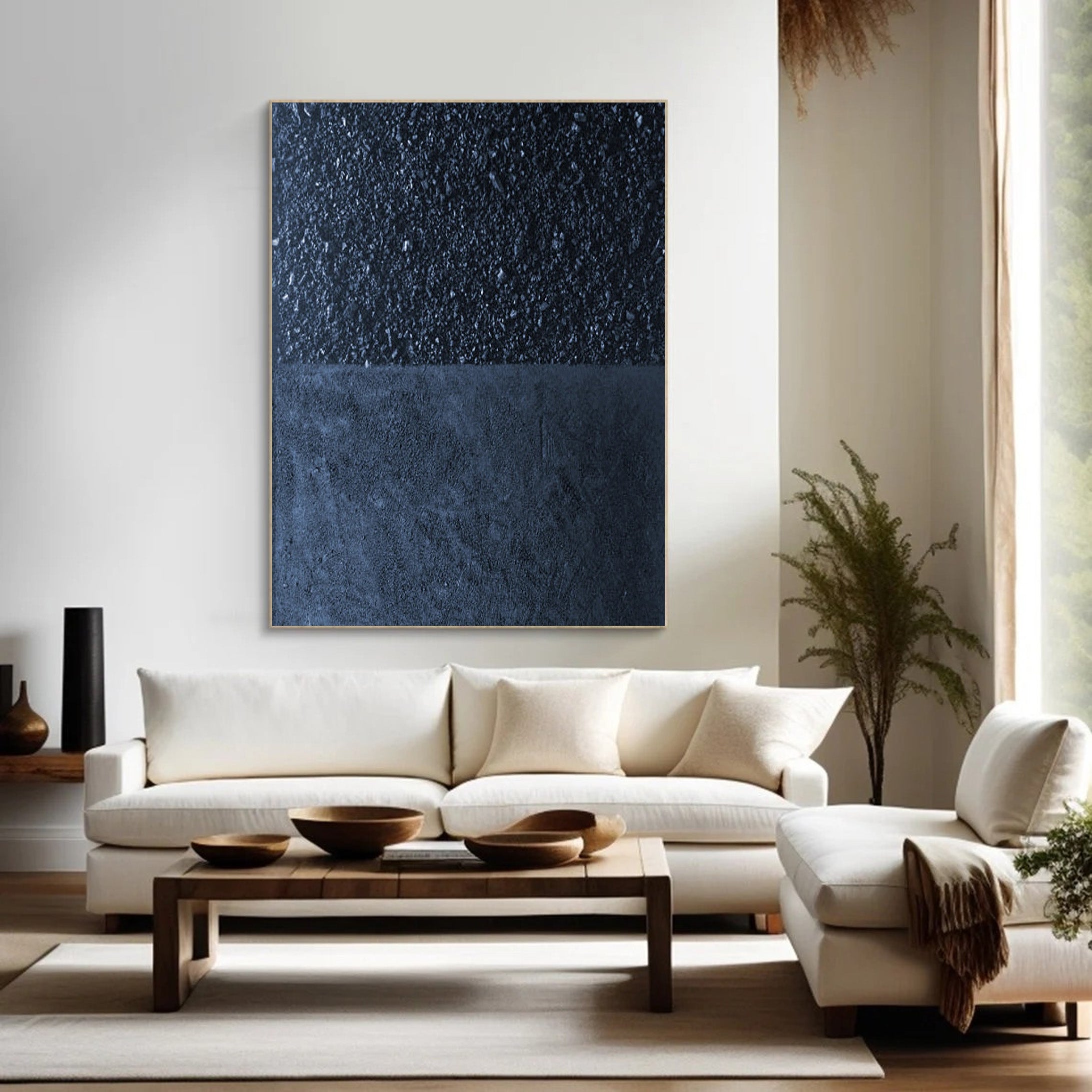 Minimalist Dark Blue Canvas, Textured Abstract Art #BGA 197