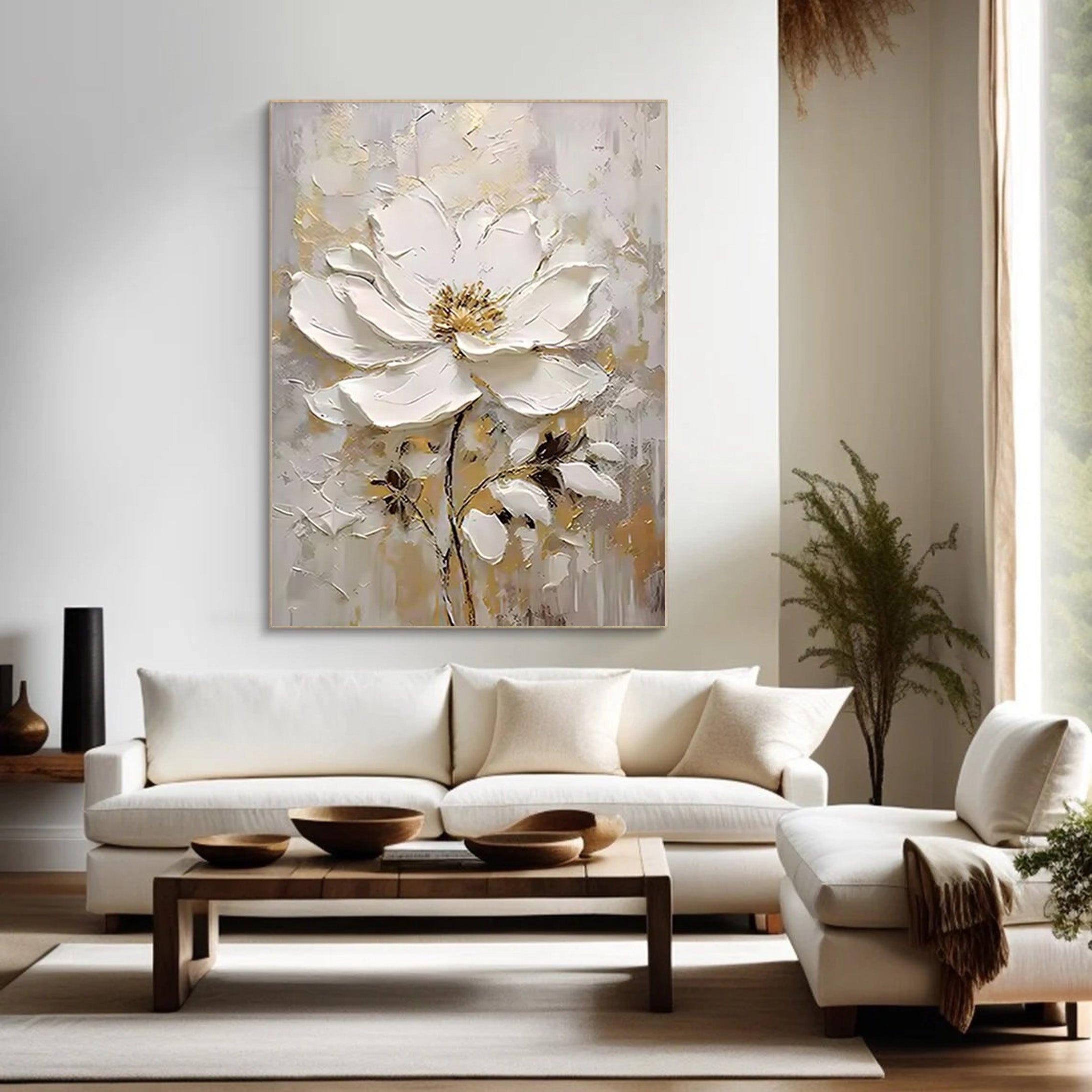 Inspirational Bloom: 3D Flower Art, Large Canvas Statement #BGA 207