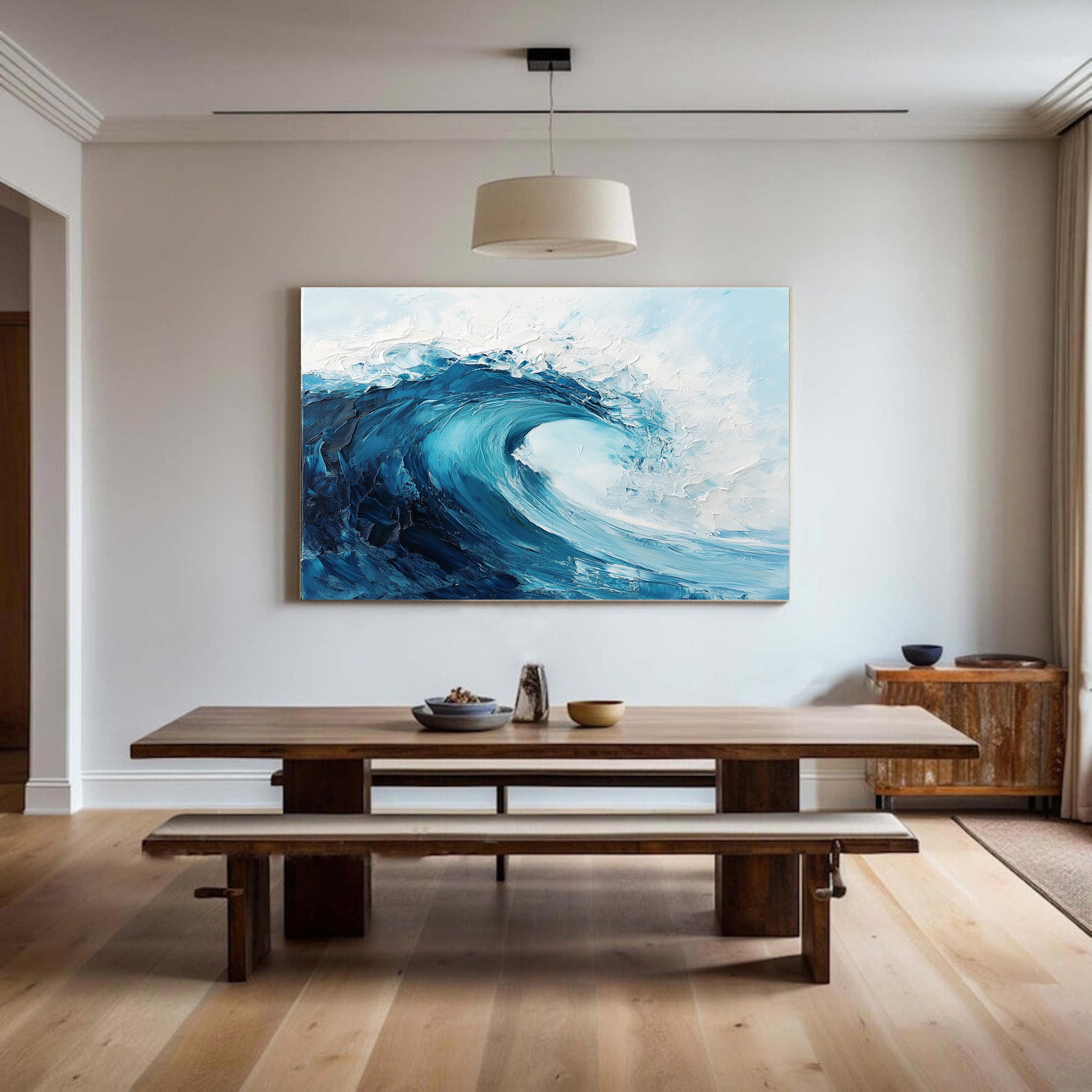 Sculpted Swell: Bold Impasto Wave, Richly Textured Ocean Art #BGA 230