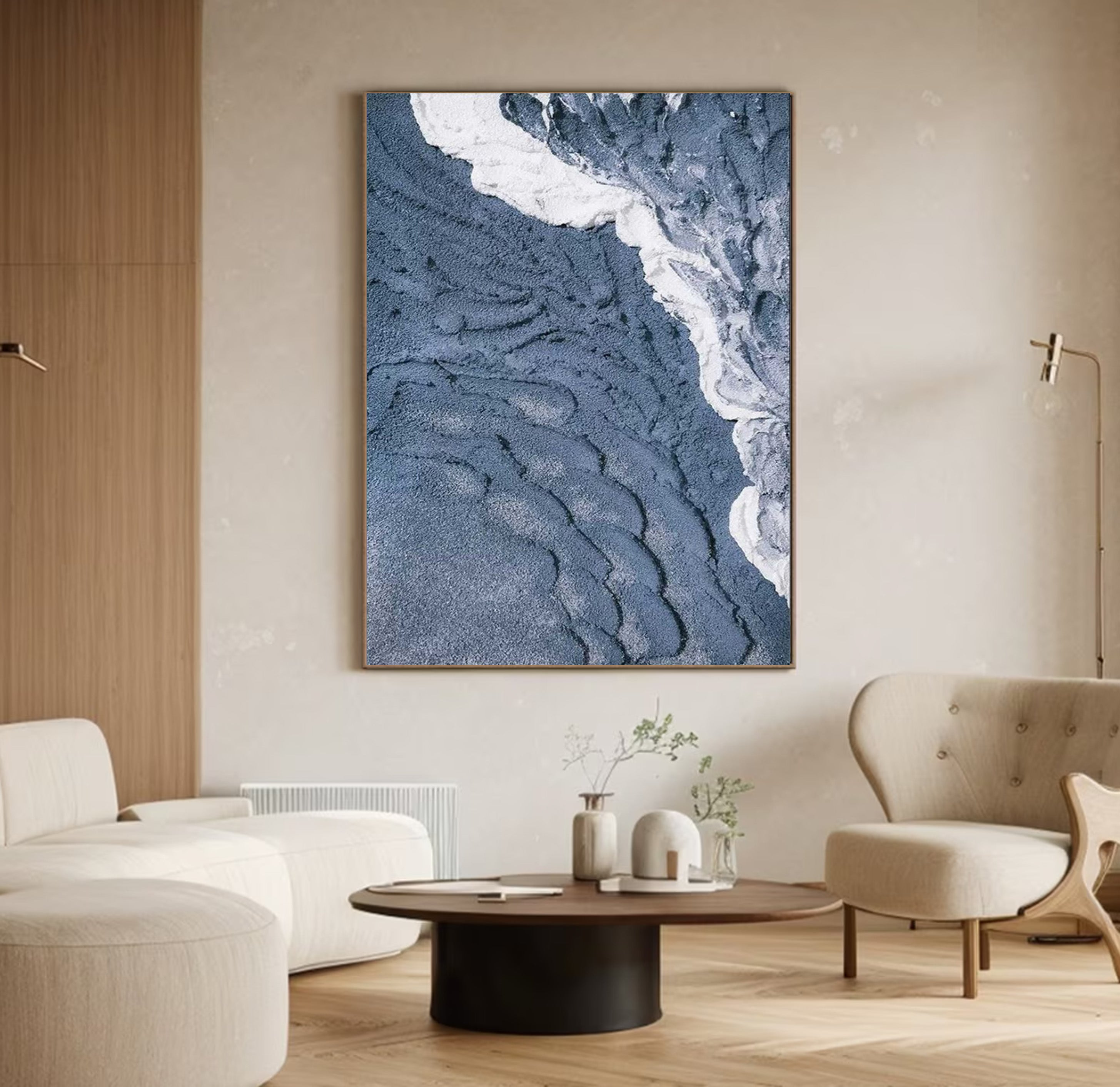 Contemporary Overhead Ocean Painting, Tactile Water Texture #BGA 245