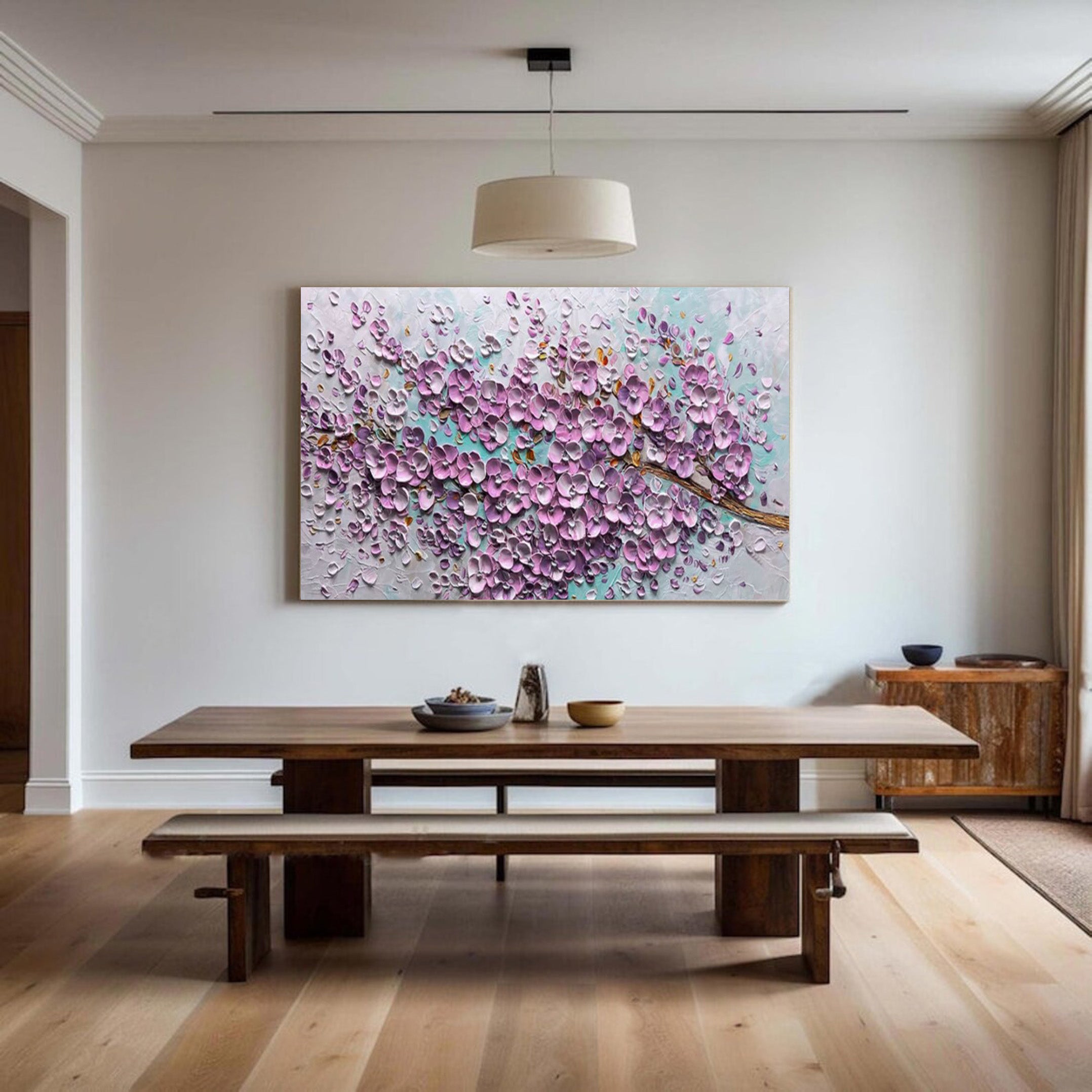 Petal Poetry: Sculpted Impasto Sakura, Richly Textured Floral #BGA 233