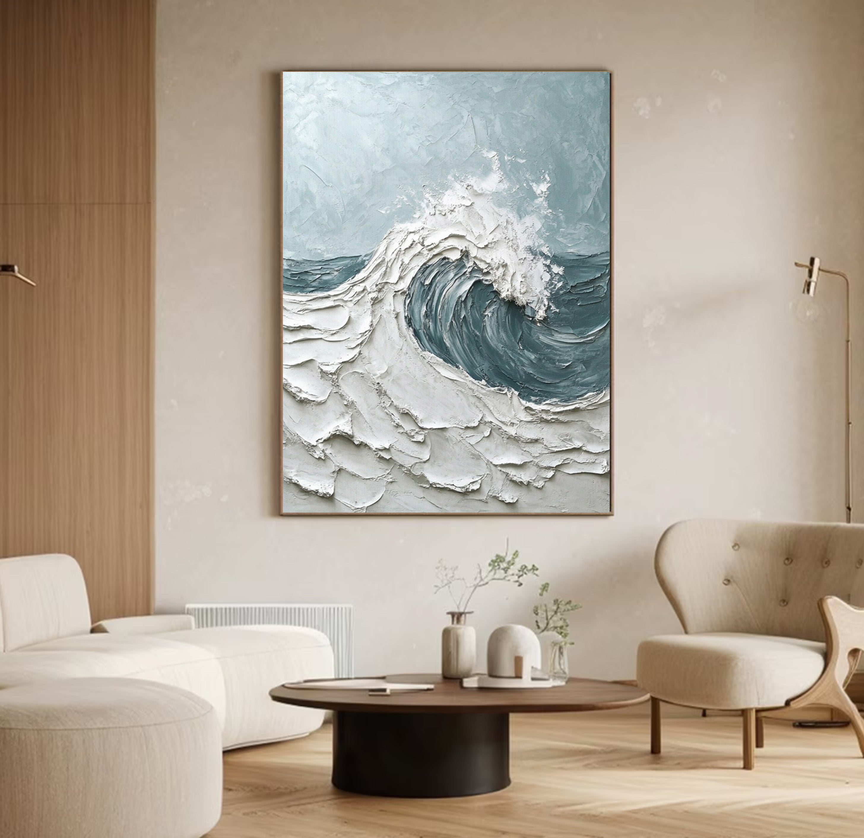 Contemporary Ocean Art with Thick Texture and Dynamic Wave #BGA 282