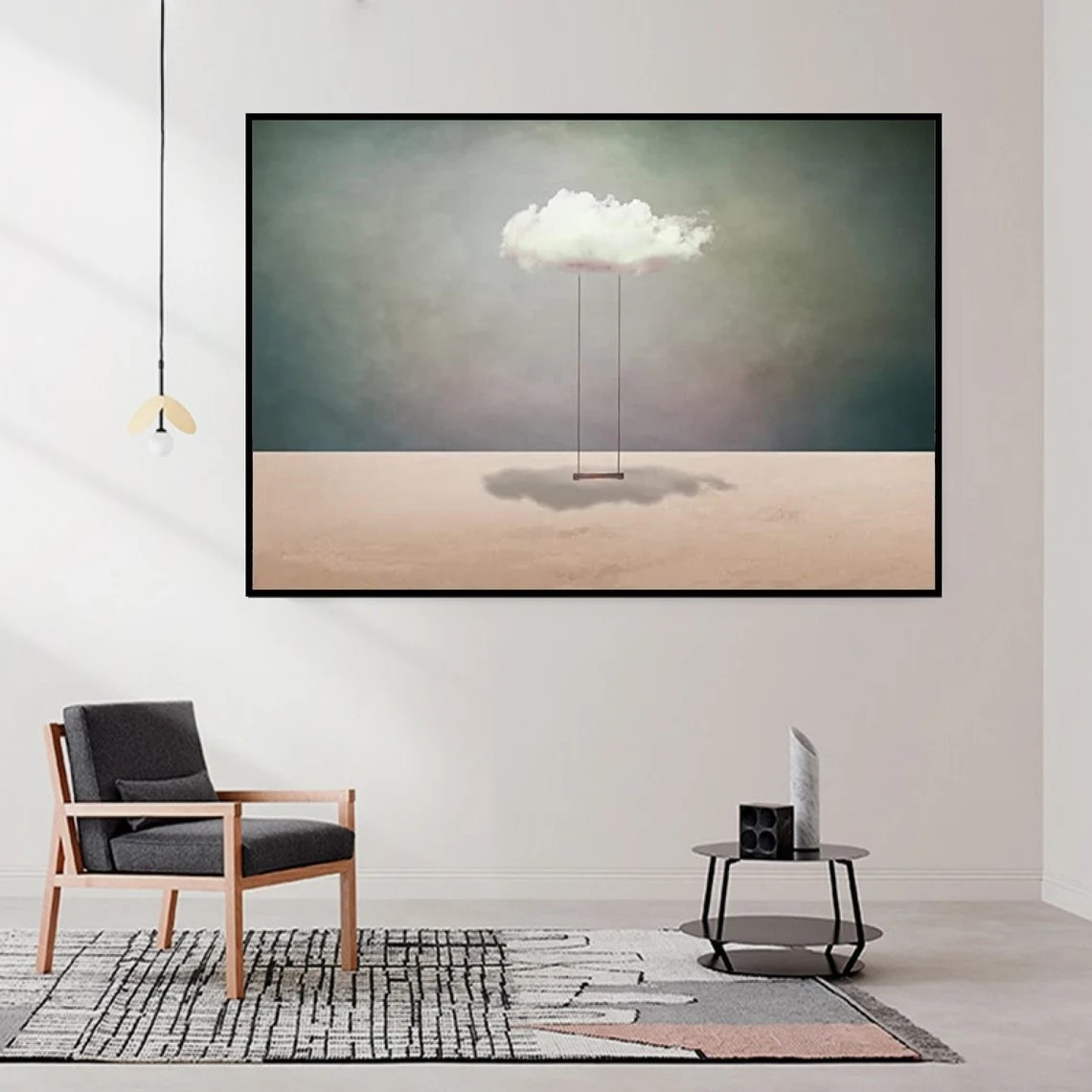 Turquoise Surreal Cloudscape Wall Art, Dreamlike Canvas #BGA 160