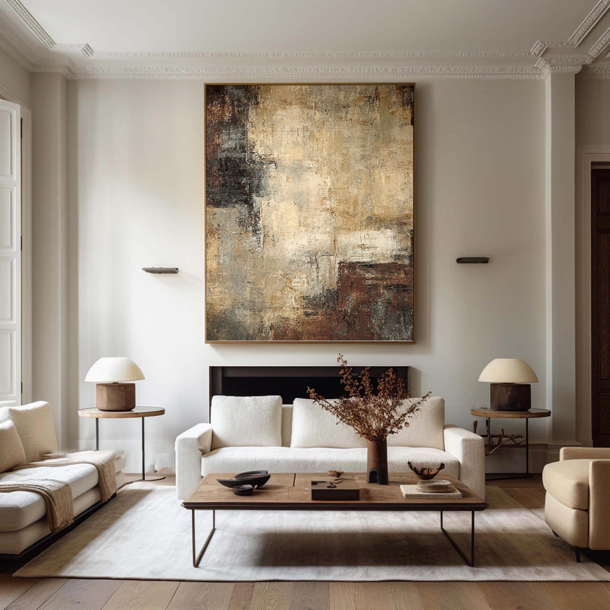 Rustic Abstract Art Large Canvas Distressed Finish #WG 046
