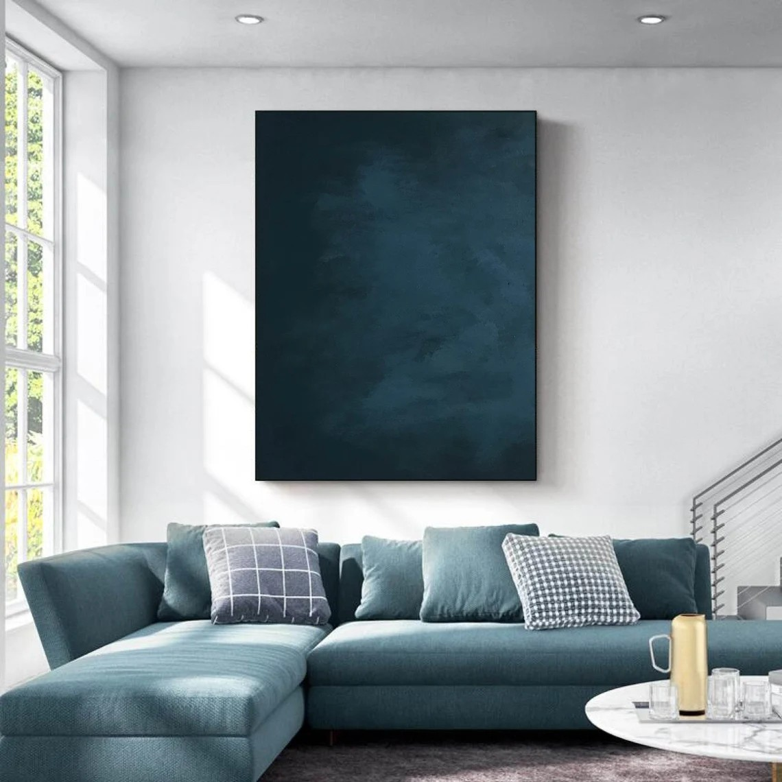 Deep Blue Minimalist Painting, Subtle Contemporary Piece #BGA 133