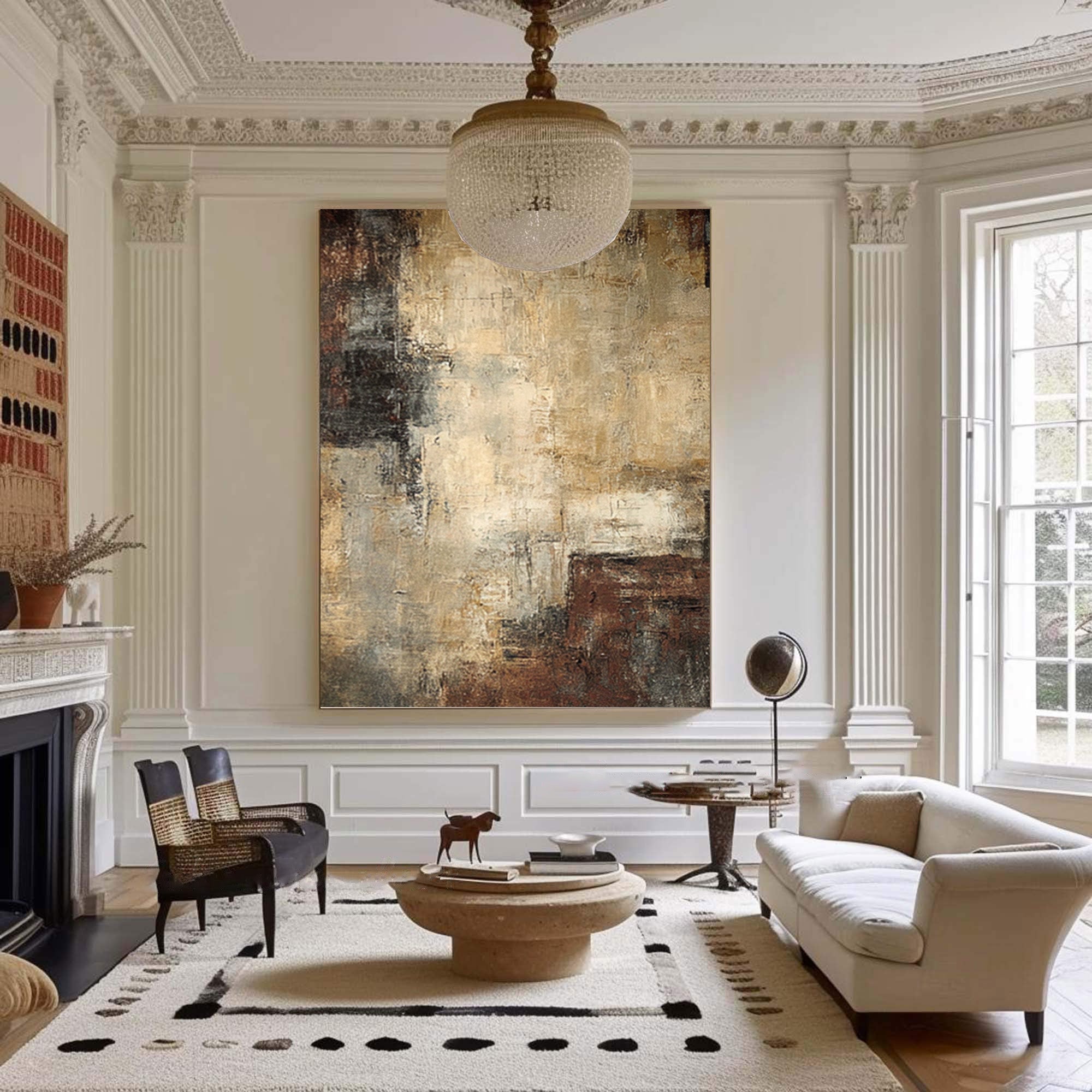 Rustic Abstract Art Large Canvas Distressed Finish #WG 046