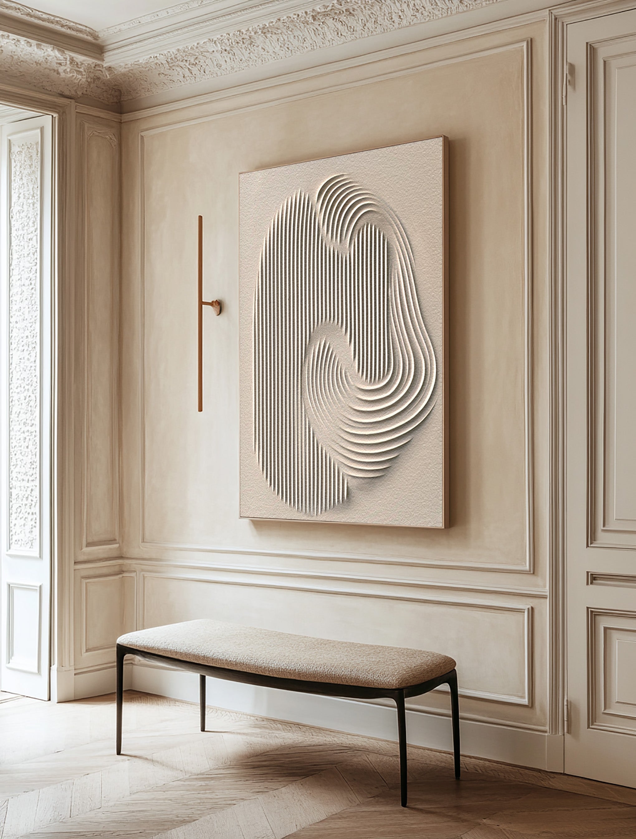 Abstract Canvas Wall Art - Minimalist White Painting for Modern Homes #BBS 032