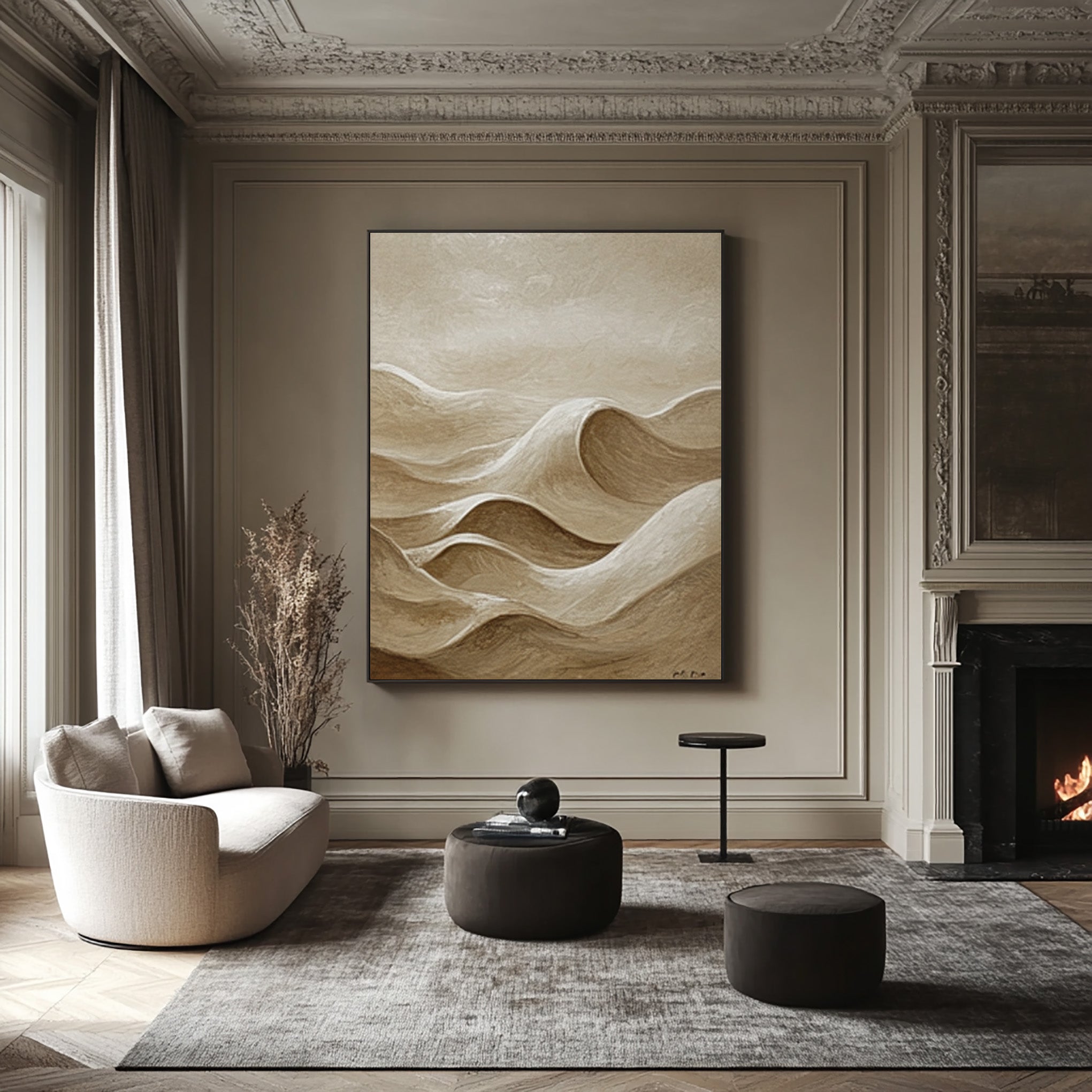 Neutral Abstract Mountain Wall Art - Minimalist Canvas for Living Rooms #BBS 034