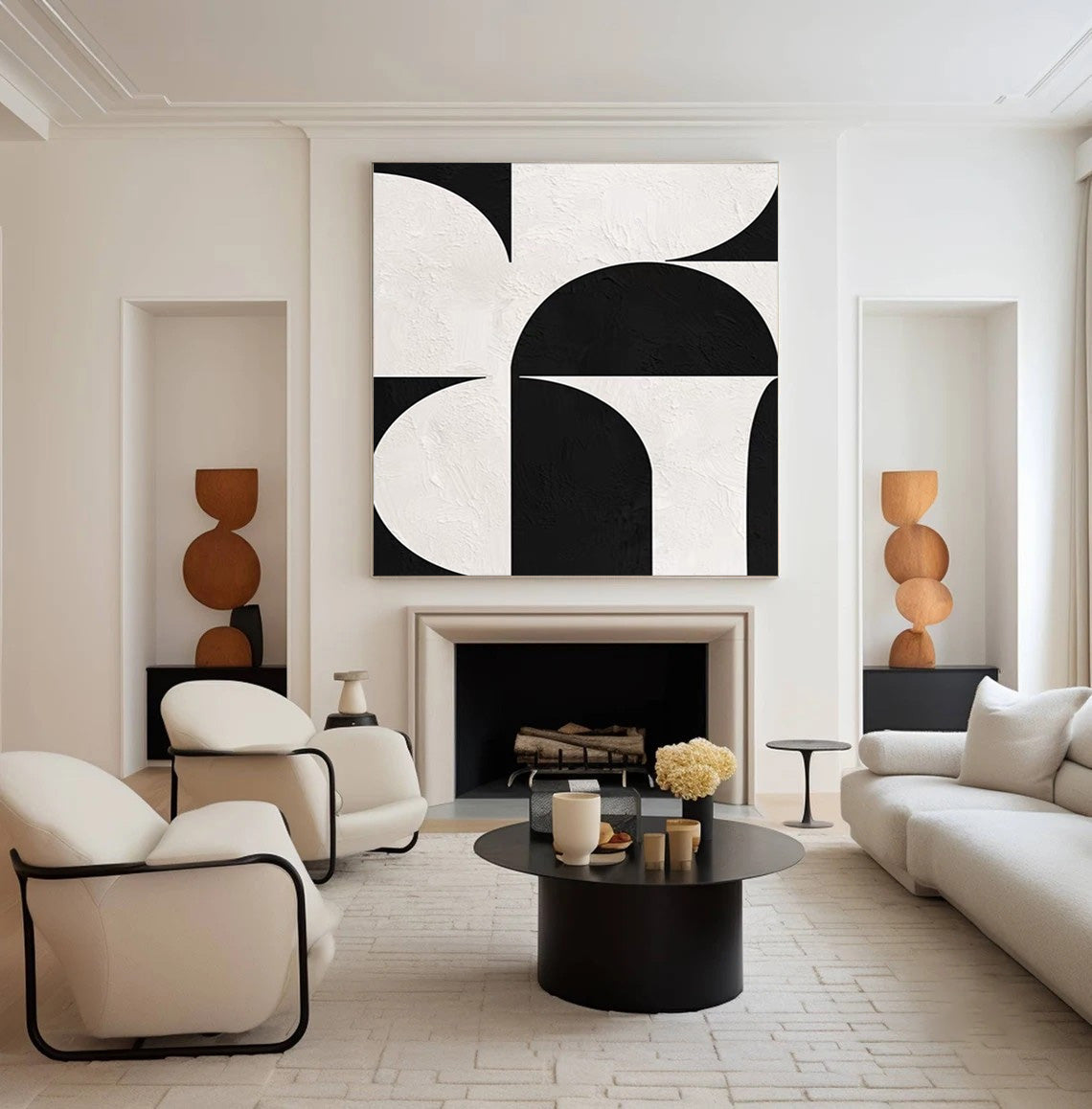 Minimalist Black and White Abstract, Textured Geometric Art #BGA 249