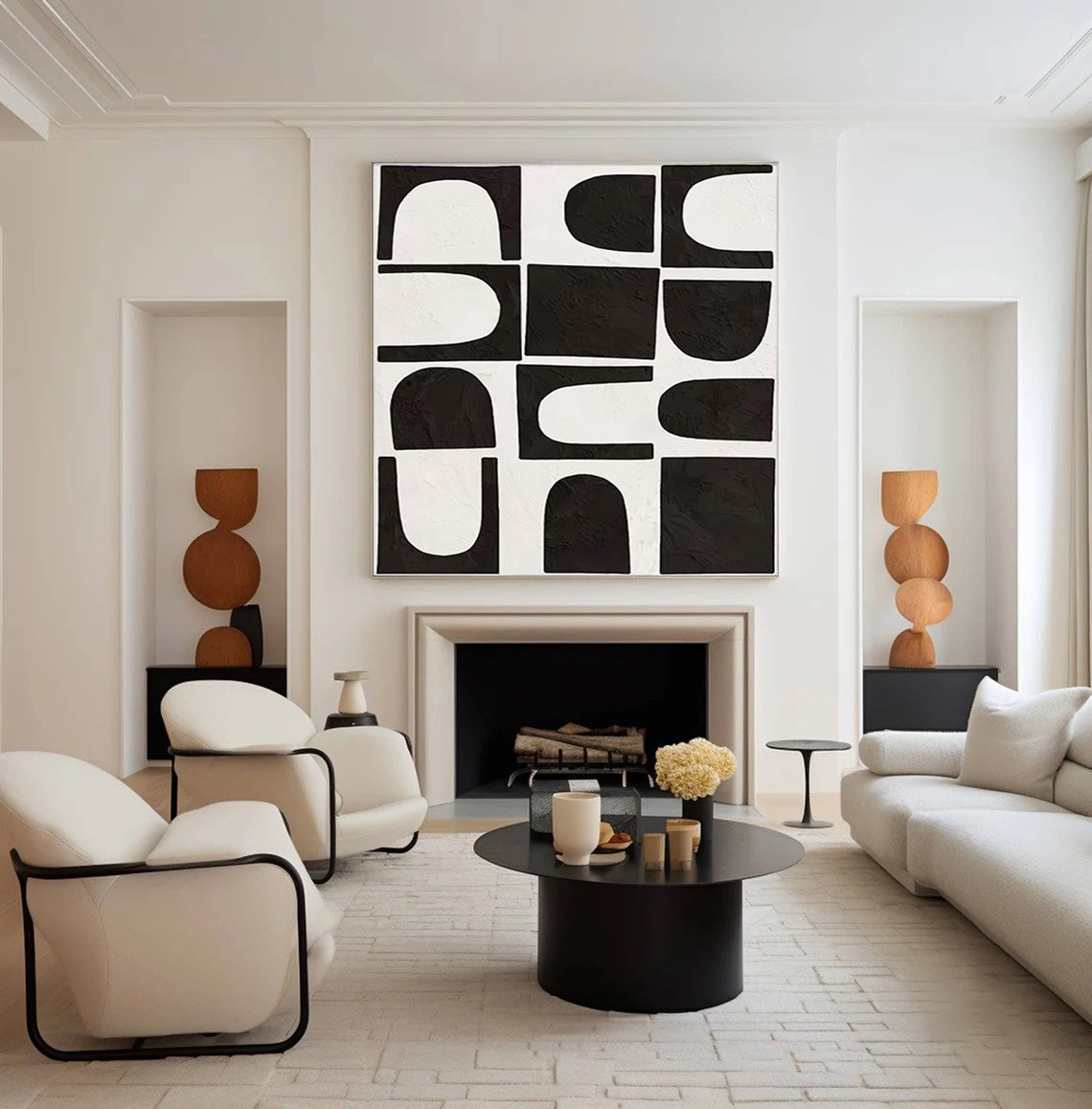 Black and White Canvas, Textured Geometric Matrix Art #BGA 250