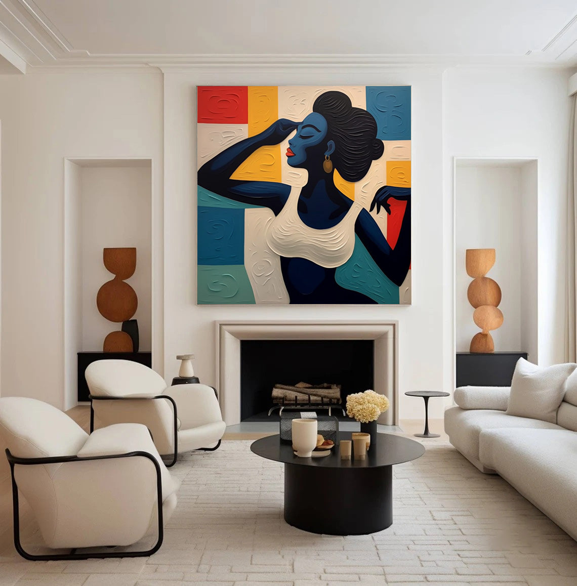 Striking Portrait with Surreal Palette, Geometric Figurative Art #BGA 240