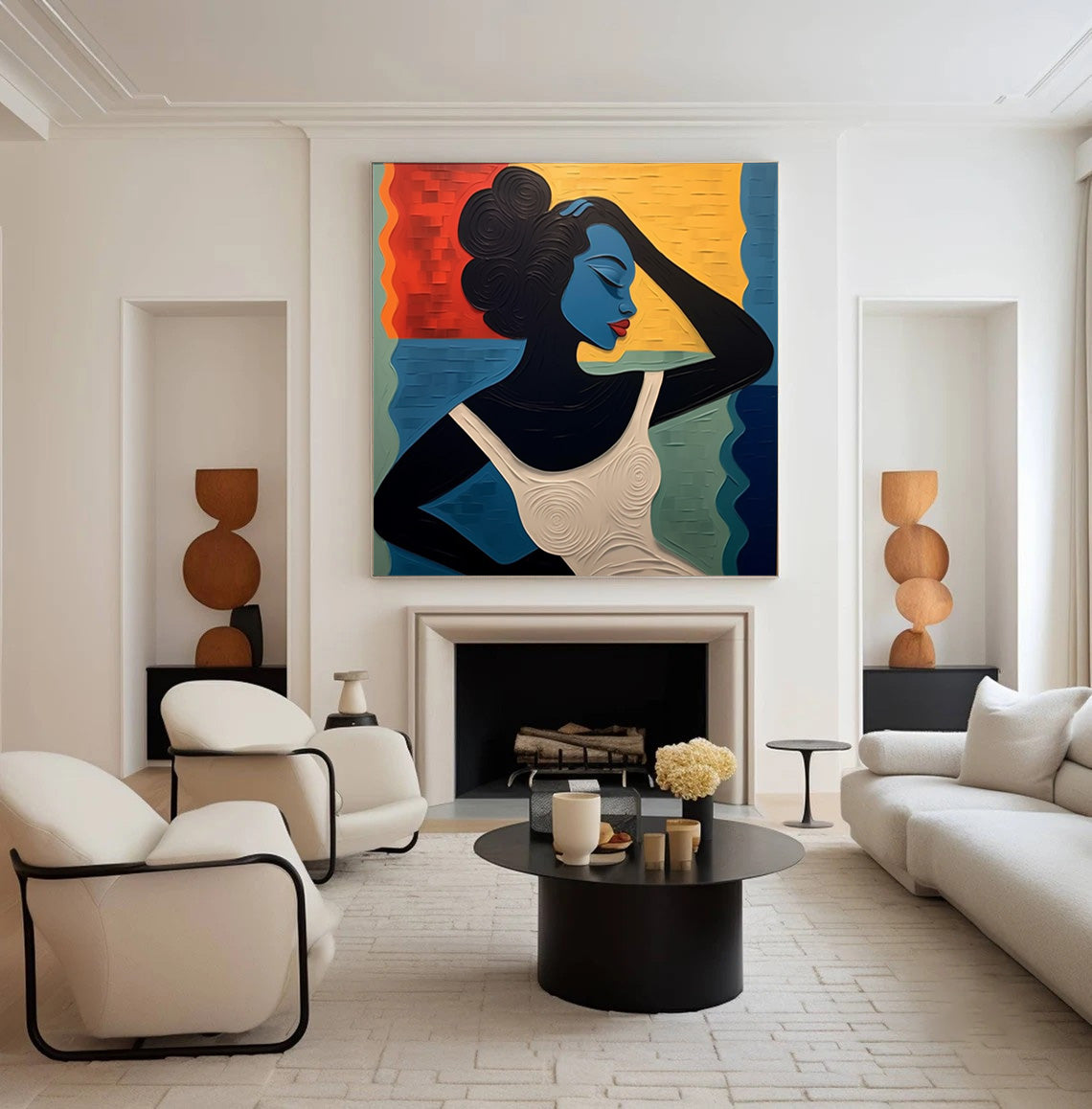 Textured Portrait with Bold Color Blocks, Modern Surreal #BGA 239