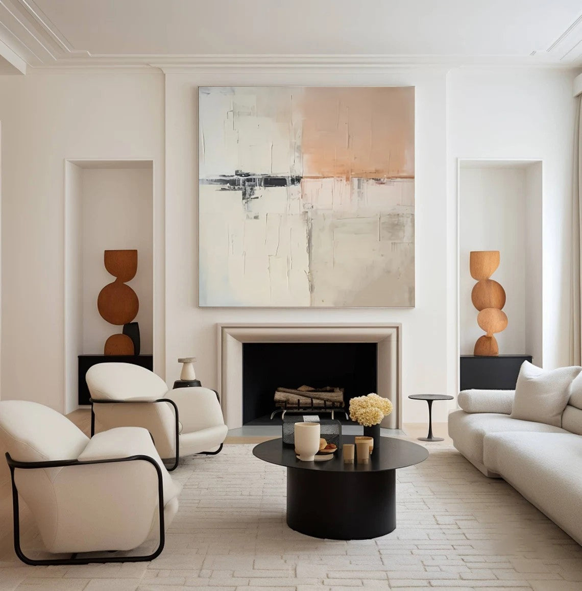 Abstract Peach & Black Art, Scandinavian Modern Wall Decor #BGA 219