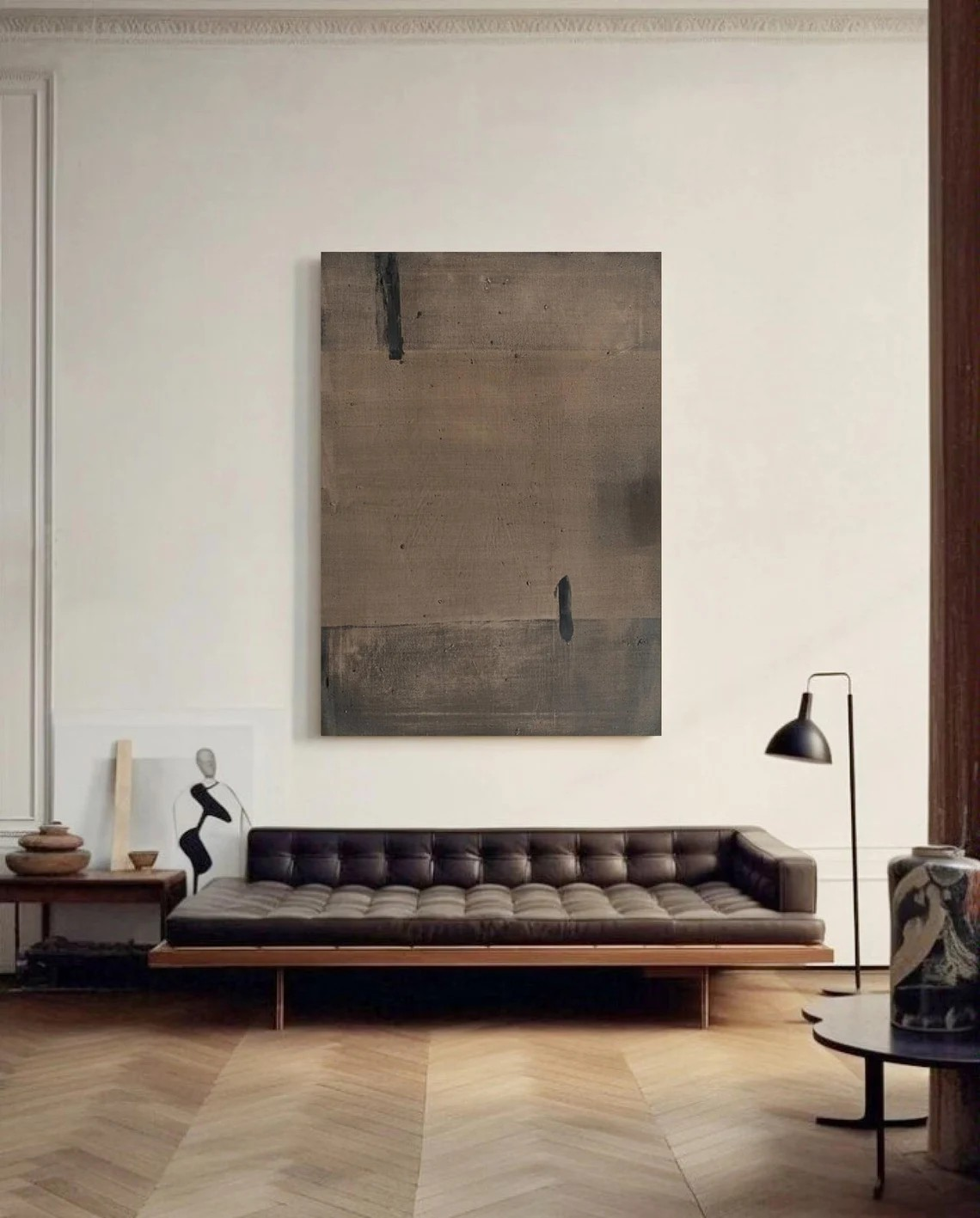 Large Abstract Brown Canvas, Wabi-Sabi Textured Wall Art #BGA 159