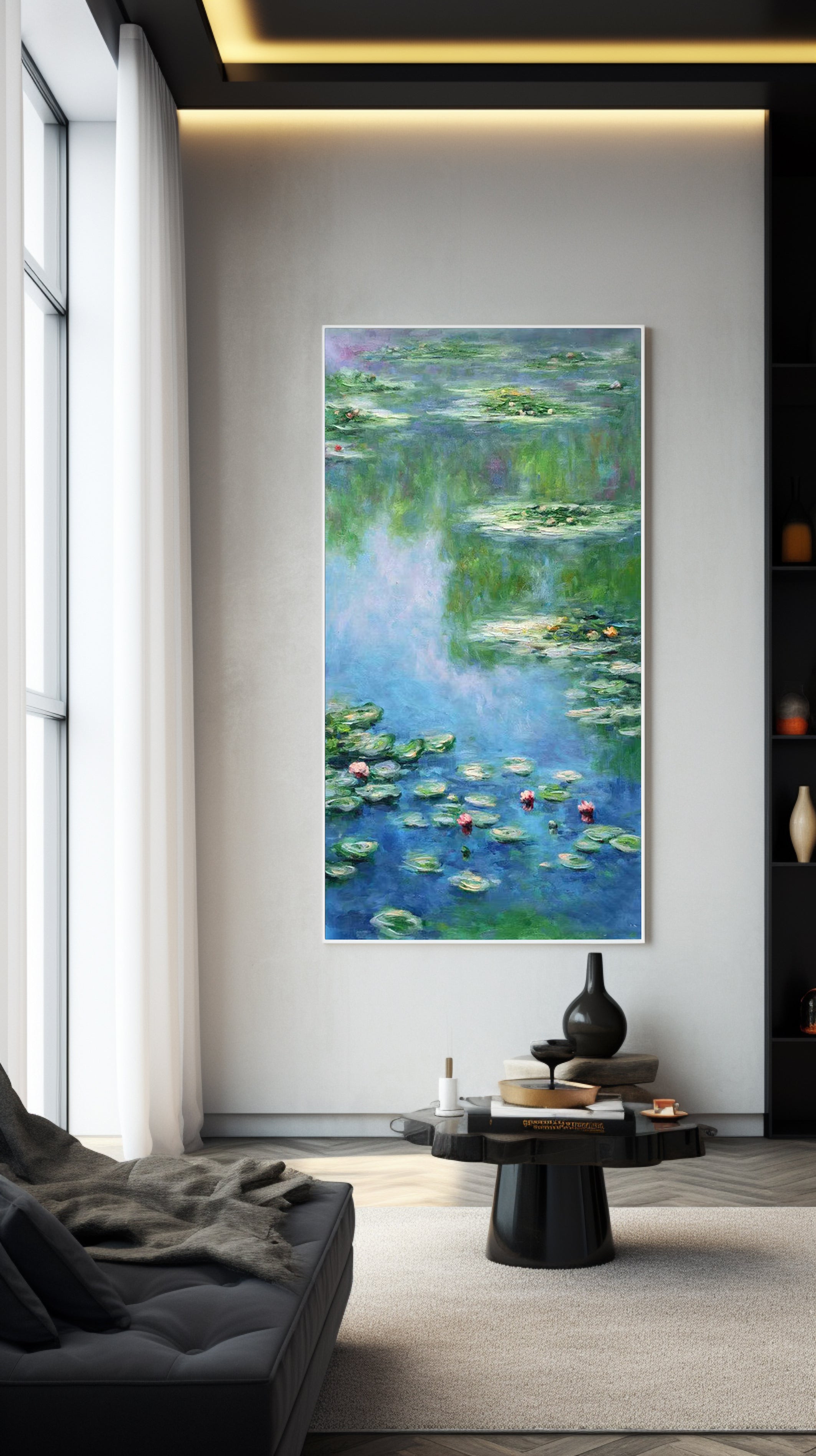 Monet Tribute Lilies, Impressionist Pond Scene #BGA 182
