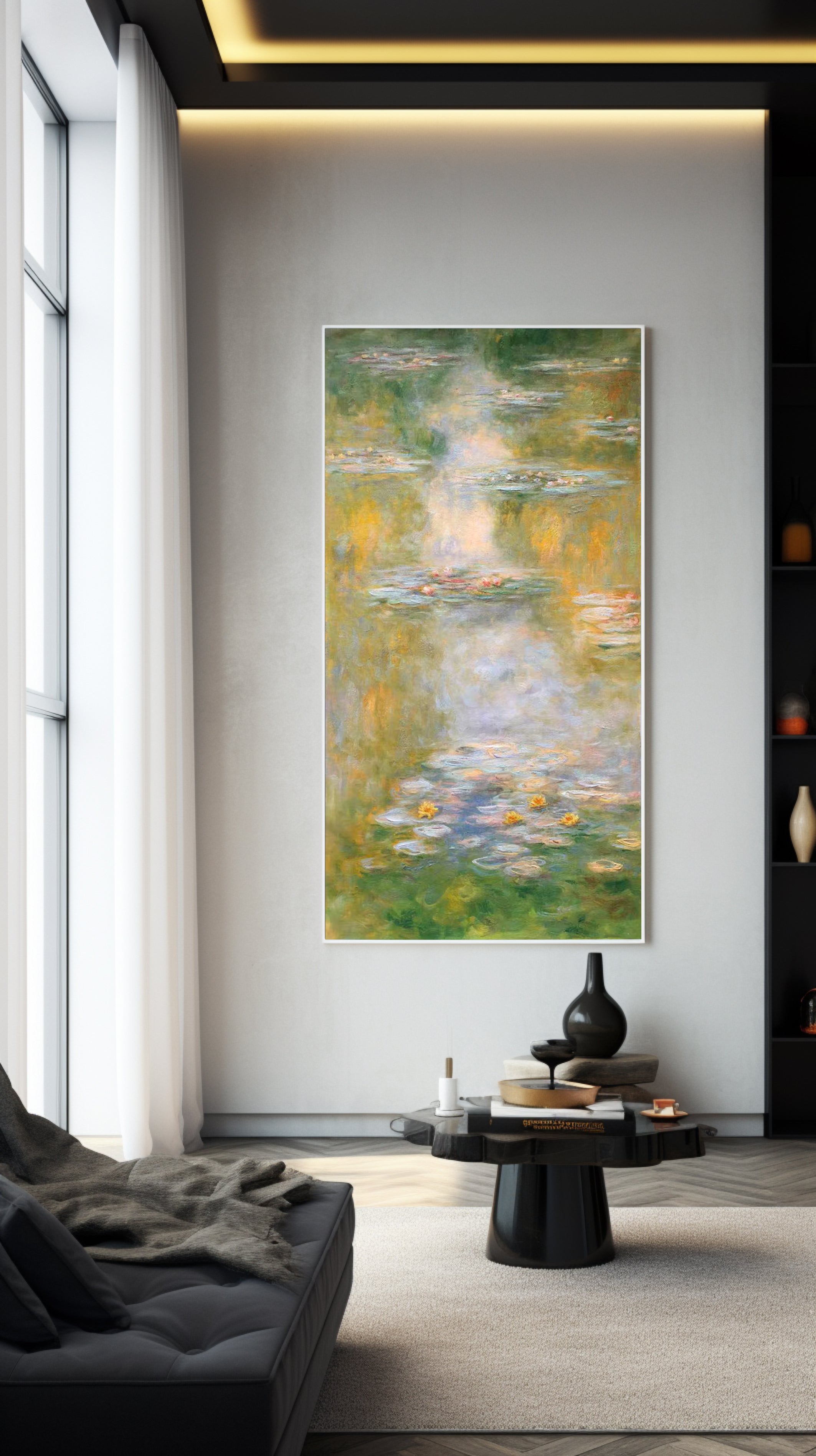 Monet Inspired Water Lilies, Impressionist Cascade #BGA 178