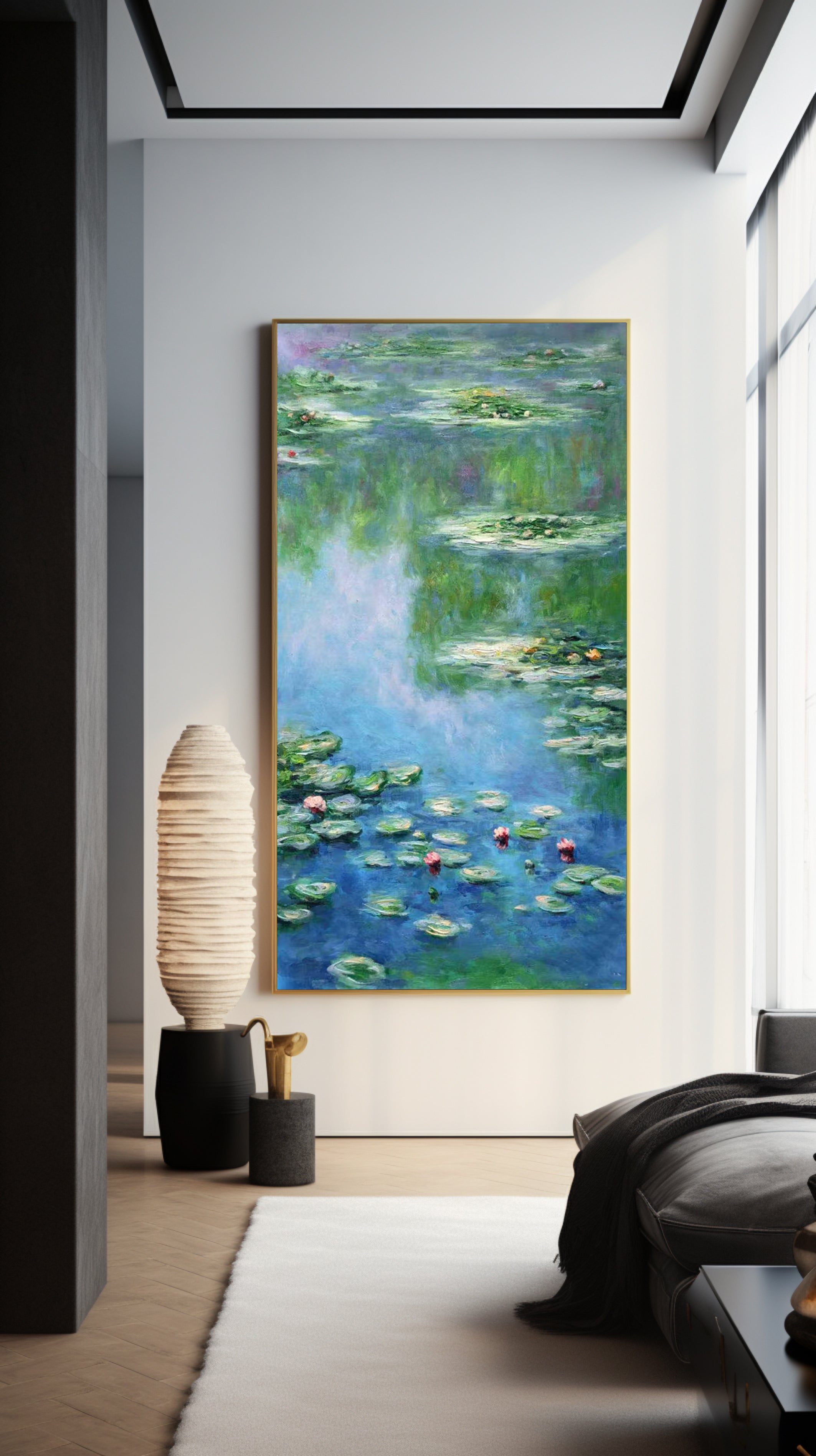 Monet Tribute Lilies, Impressionist Pond Scene #BGA 182