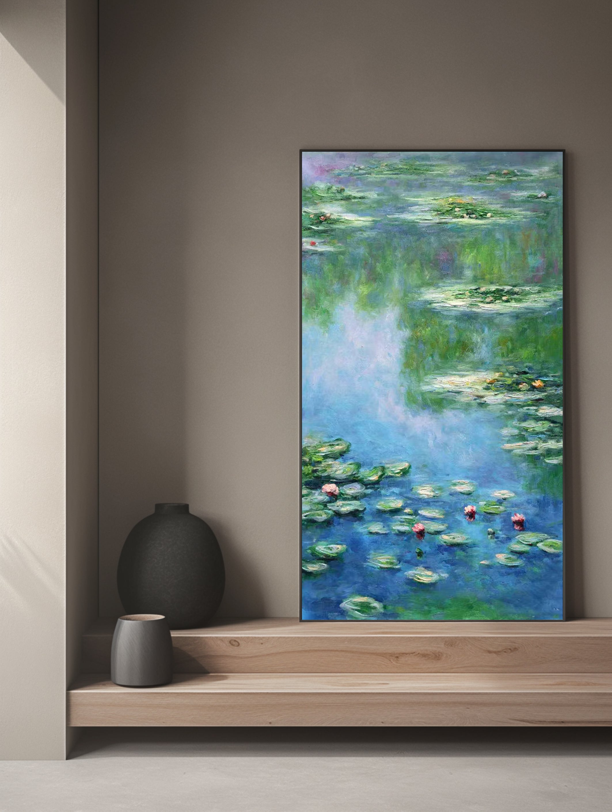 Monet Tribute Lilies, Impressionist Pond Scene #BGA 182