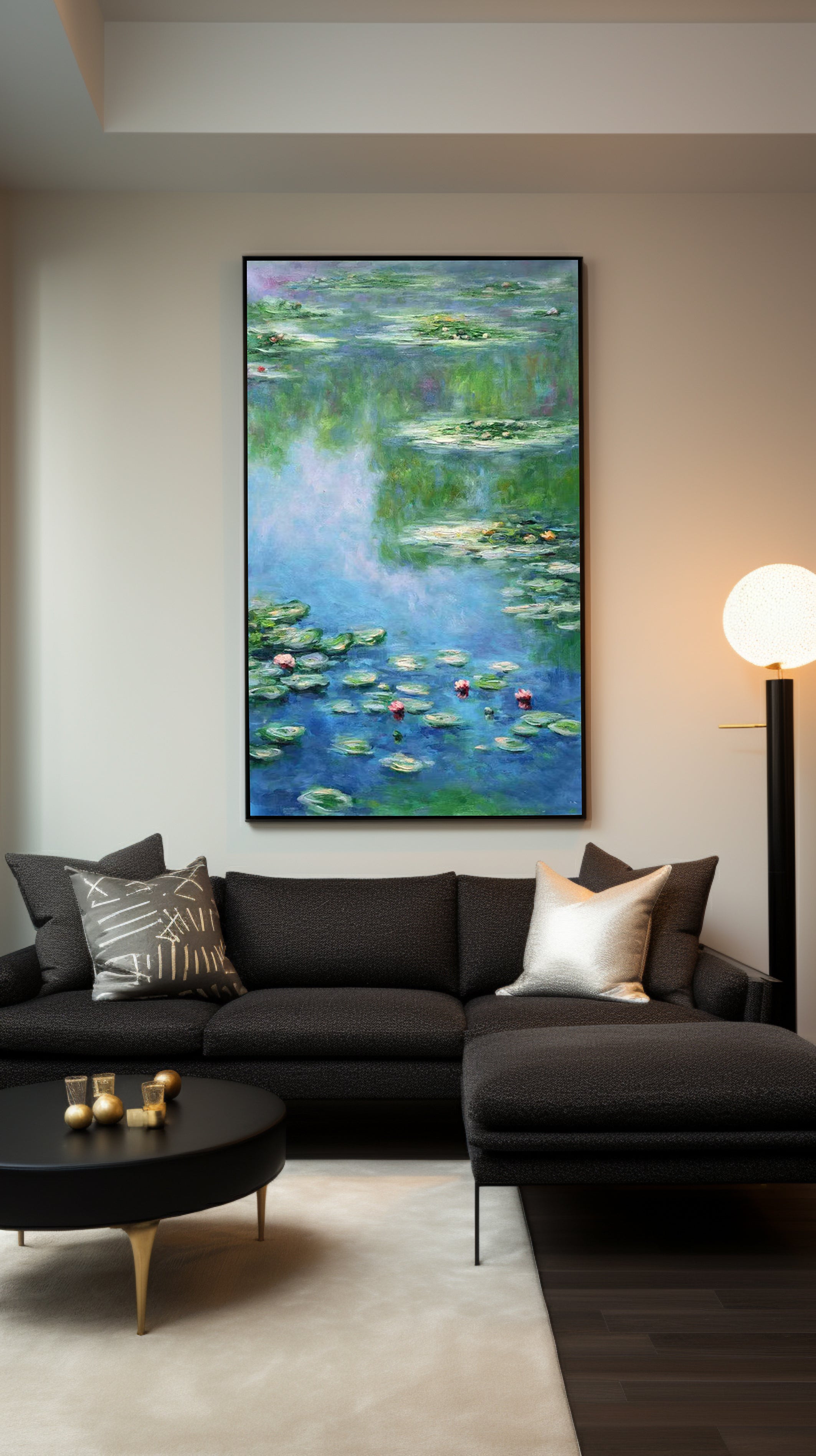 Monet Tribute Lilies, Impressionist Pond Scene #BGA 182