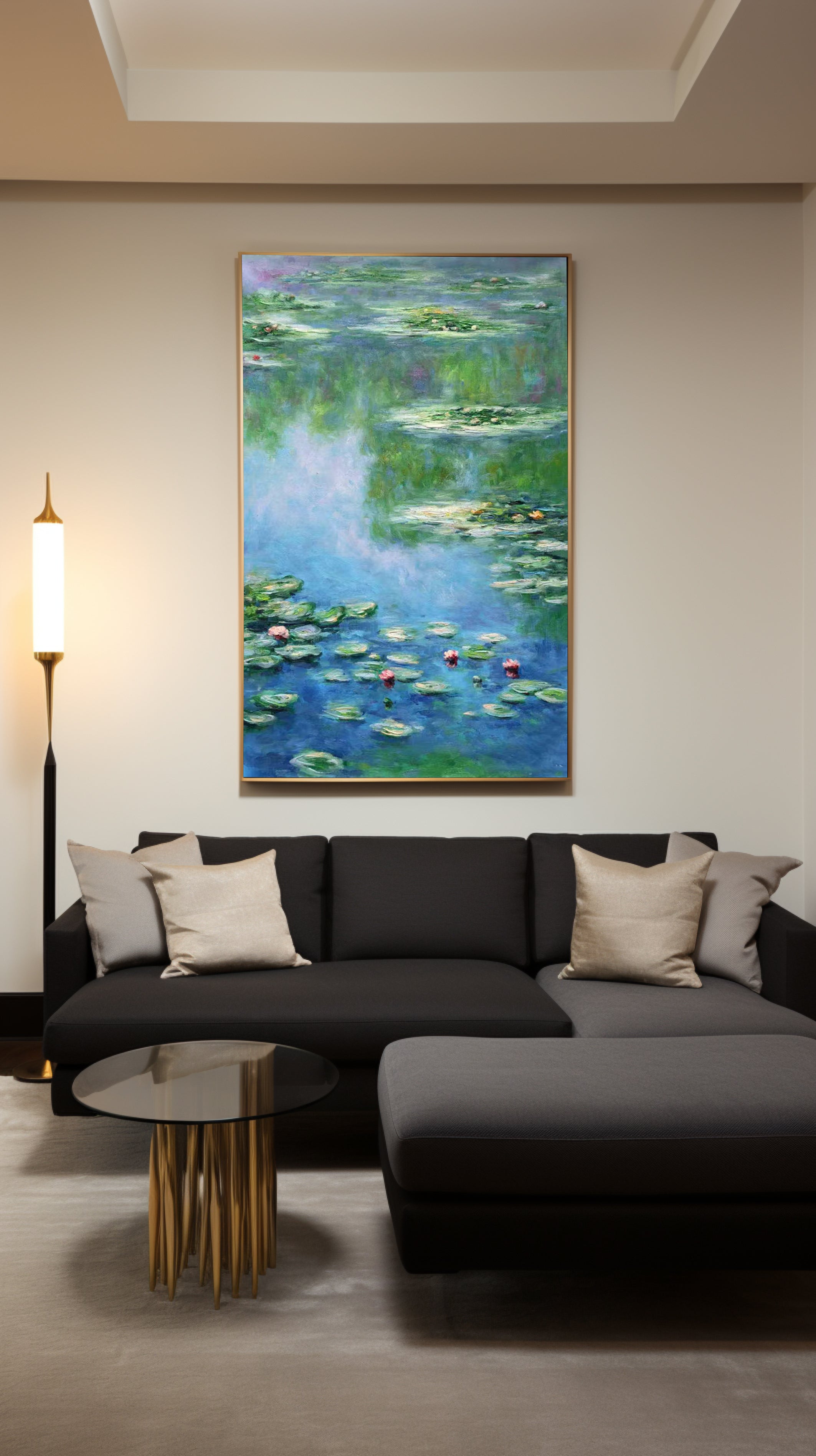 Monet Tribute Lilies, Impressionist Pond Scene #BGA 182