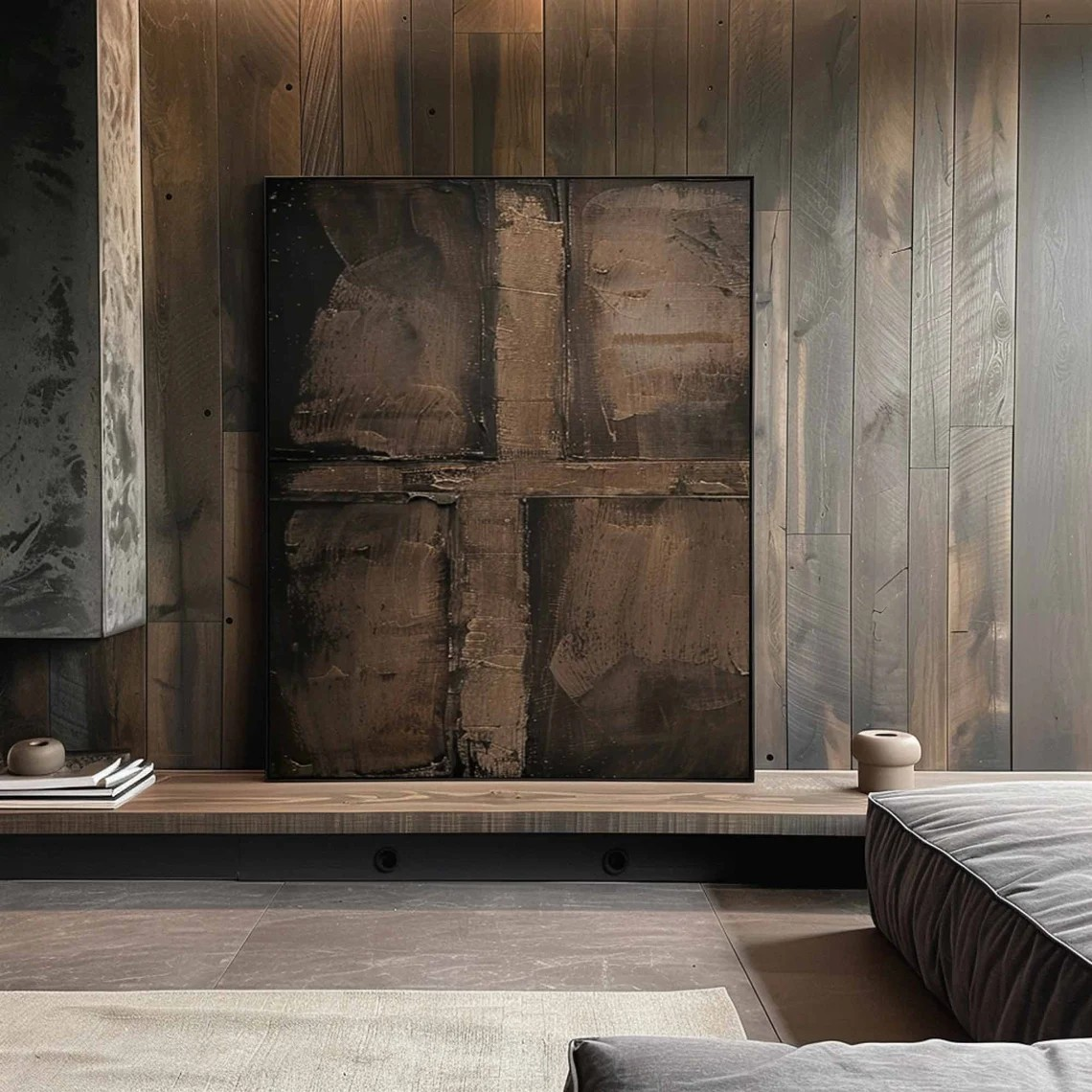 Textured Abstract Canvas, Brown Tones, Wabi-Sabi Inspired Art #BGA 145