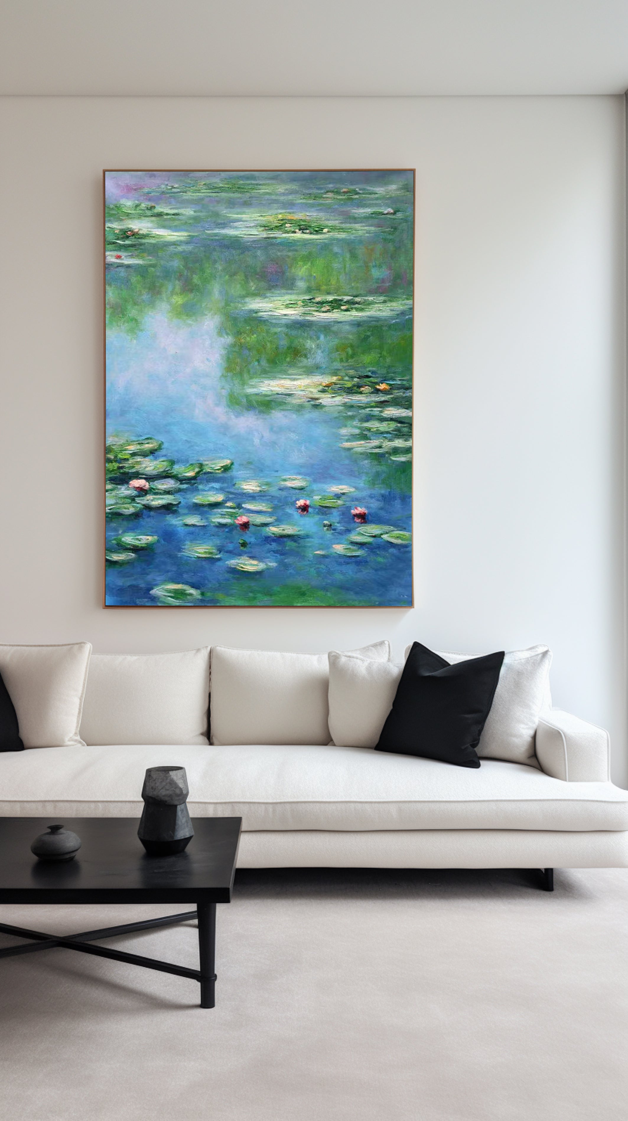 Monet Tribute Lilies, Impressionist Pond Scene #BGA 182