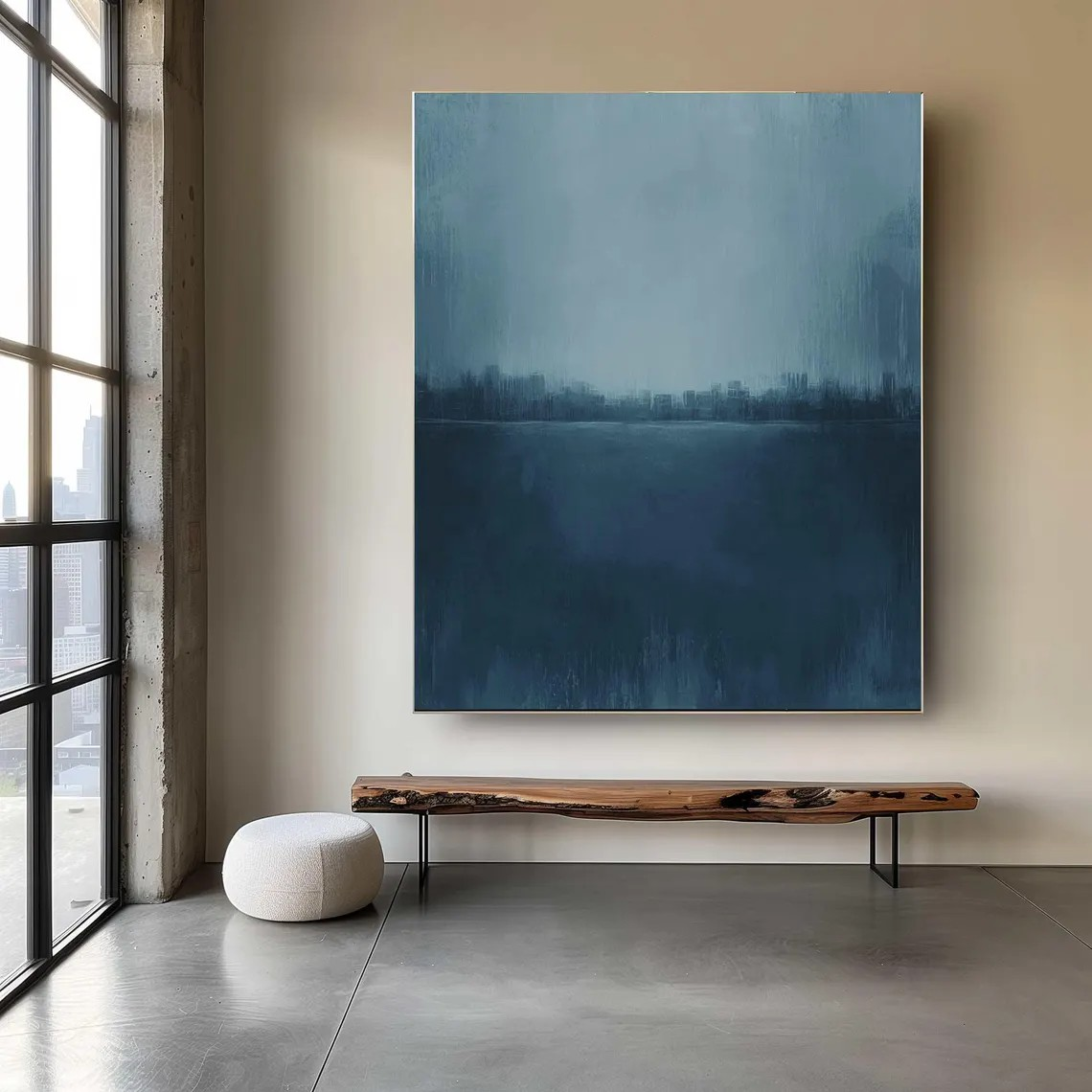 Blue Landscape Abstract Painting, Serene Minimalist Wall Art #BGA 138