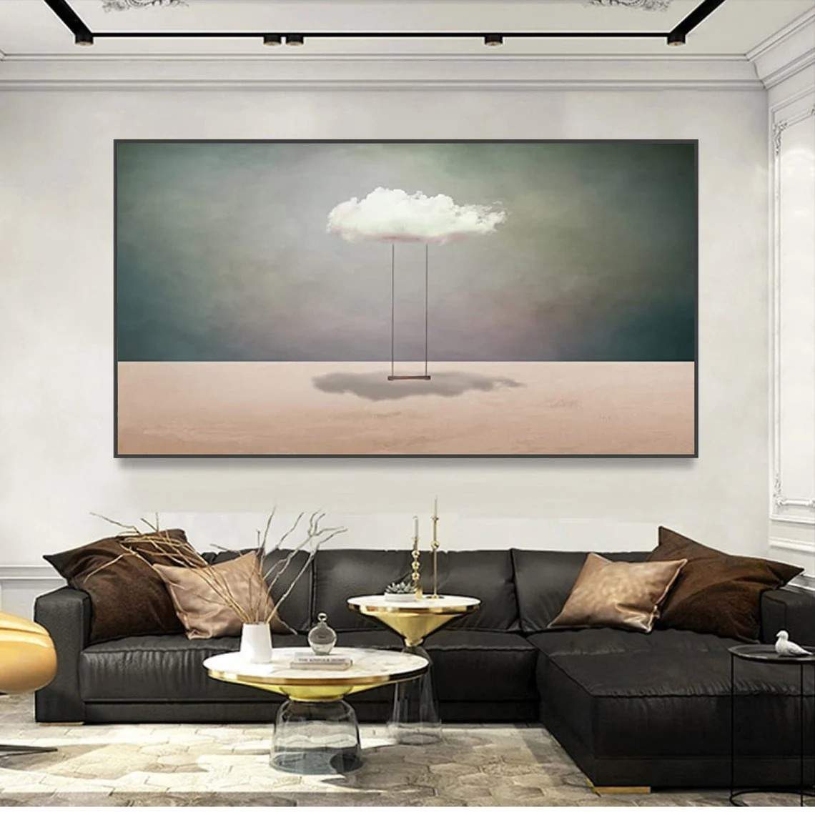 Turquoise Surreal Cloudscape Wall Art, Dreamlike Canvas #BGA 160