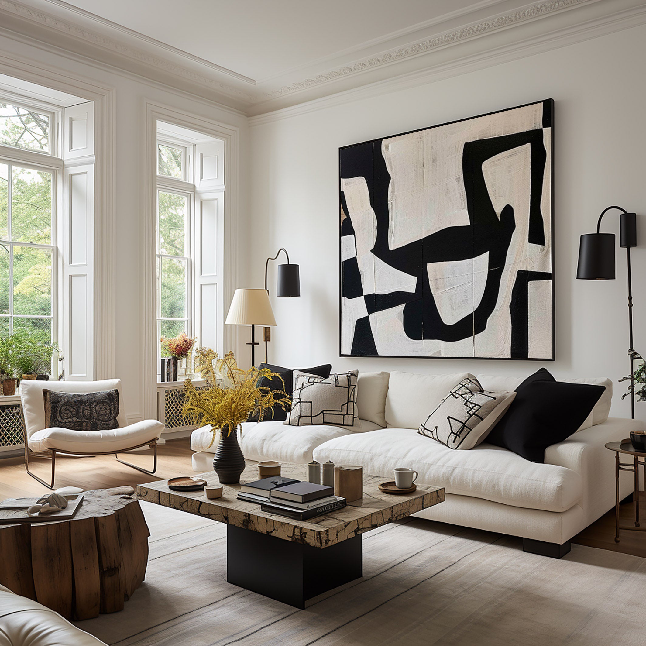 Black & White Abstract Painting #BWA 004