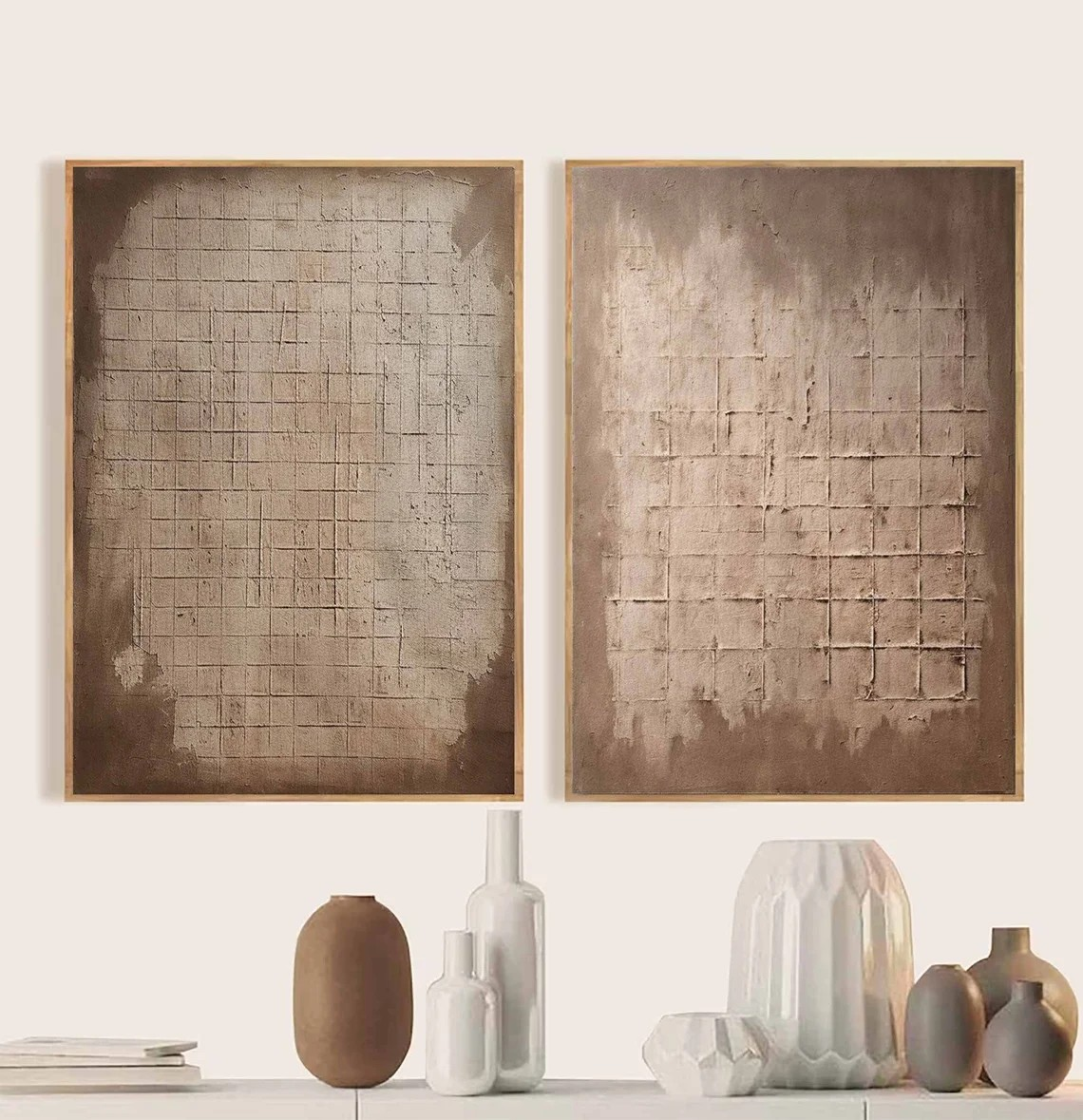 Brown Minimalist Large Abstract Wall Art #WSA 005