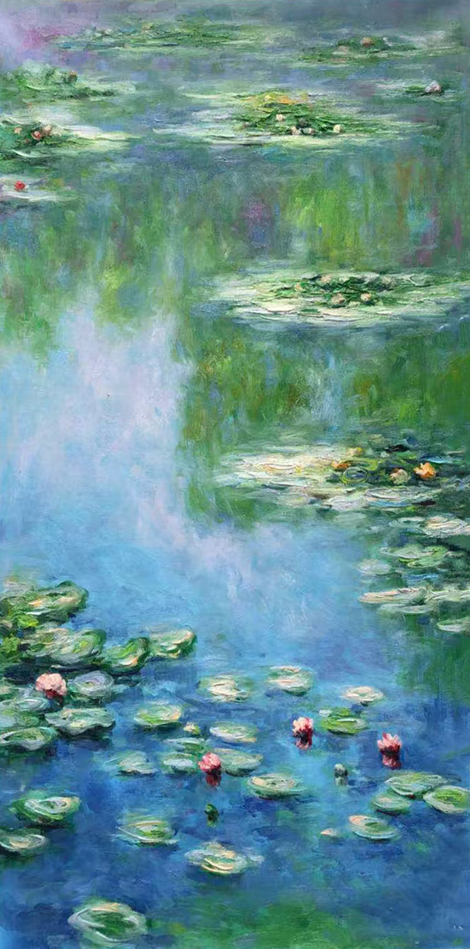 Monet Tribute Lilies, Impressionist Pond Scene #BGA 182