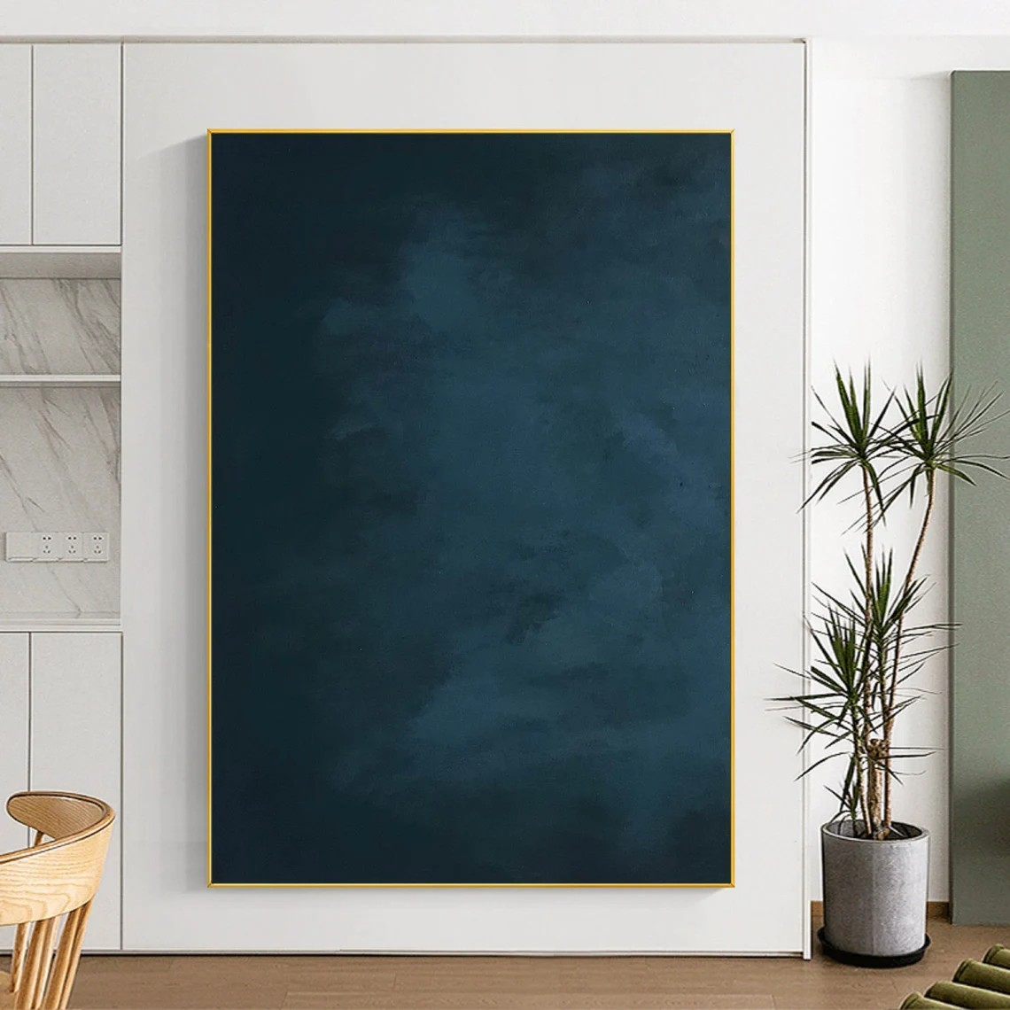 Deep Blue Minimalist Painting, Subtle Contemporary Piece #BGA 133