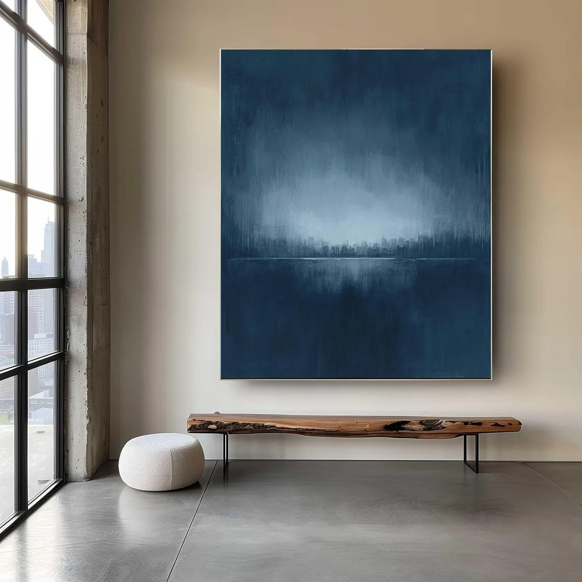 Urban Haze: Abstract Blue Cityscape, Atmospheric Depth Art #BGA 165