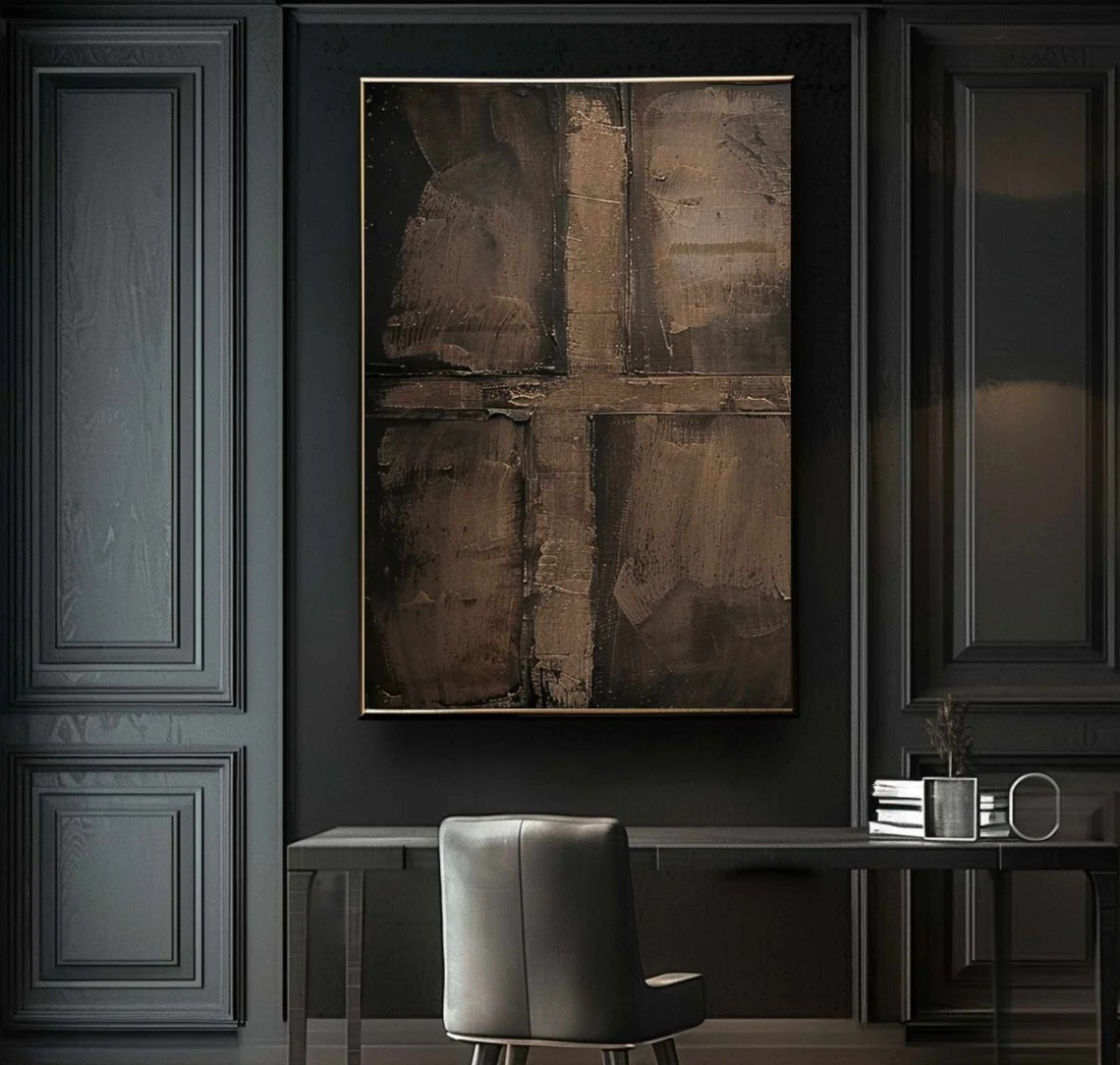 Textured Abstract Canvas, Brown Tones, Wabi-Sabi Inspired Art #BGA 145