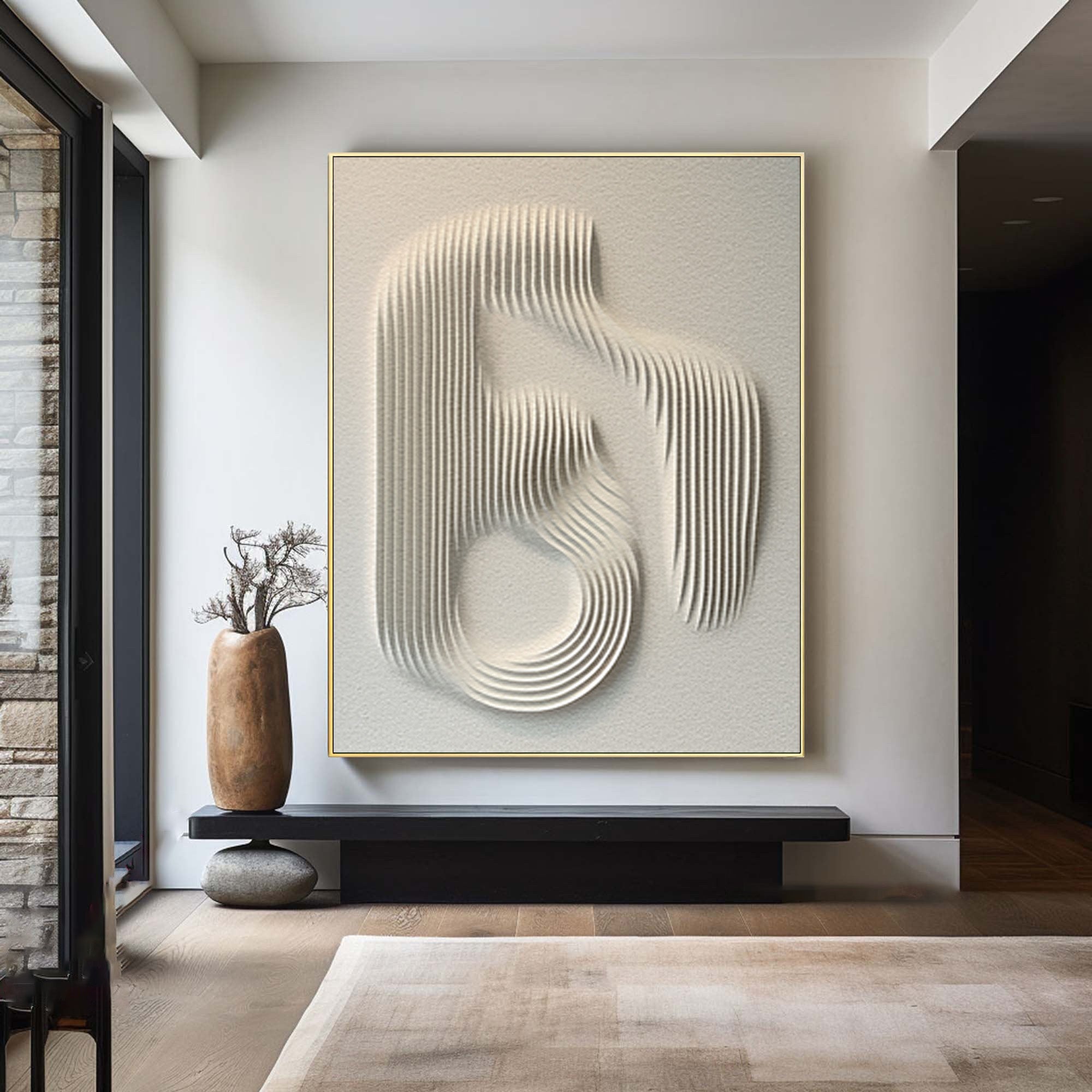 Minimalist White Line Sculpture Art for Modern Interiors #WG 079