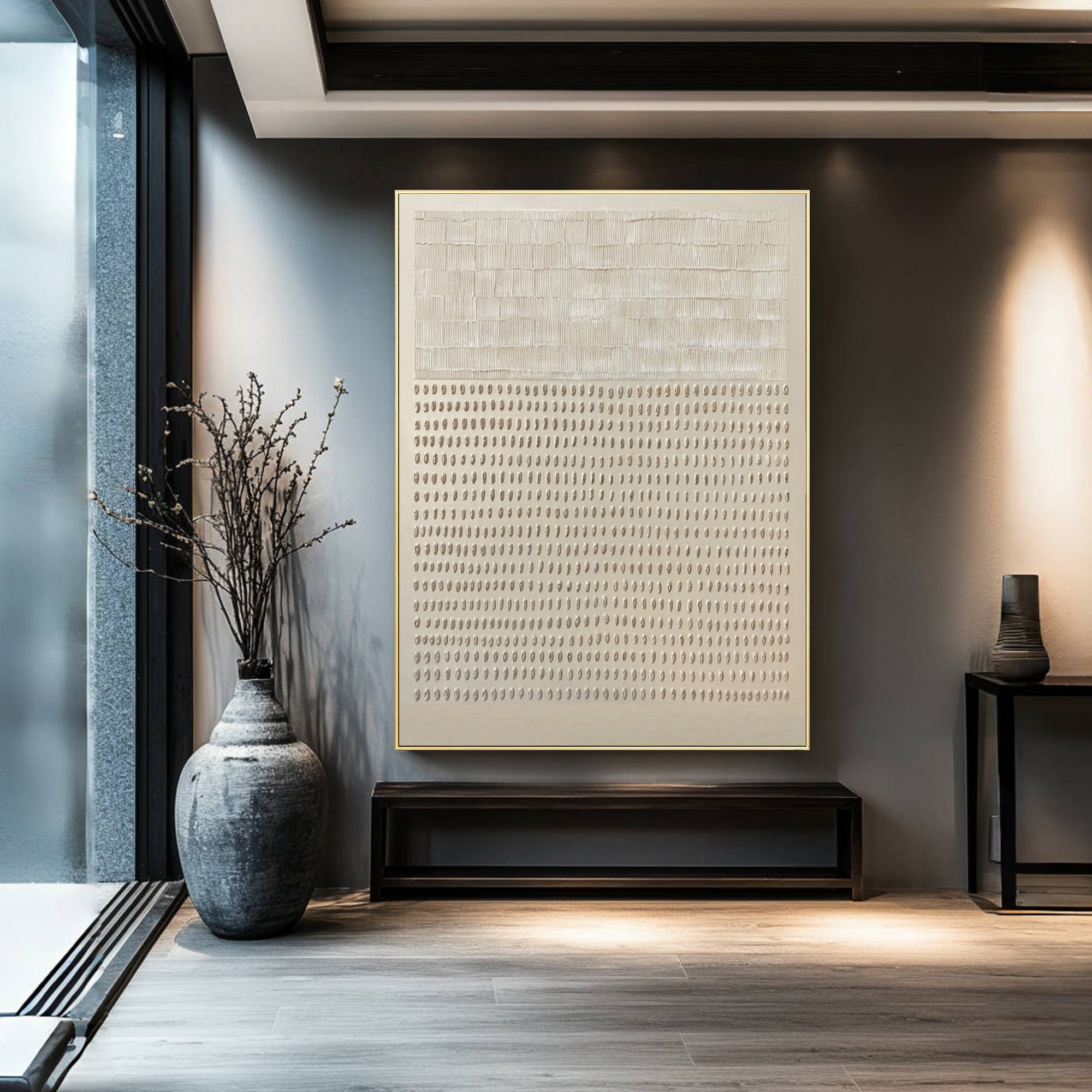 Minimalist Textured Canvas Home Decor Large Vertical #WG 045