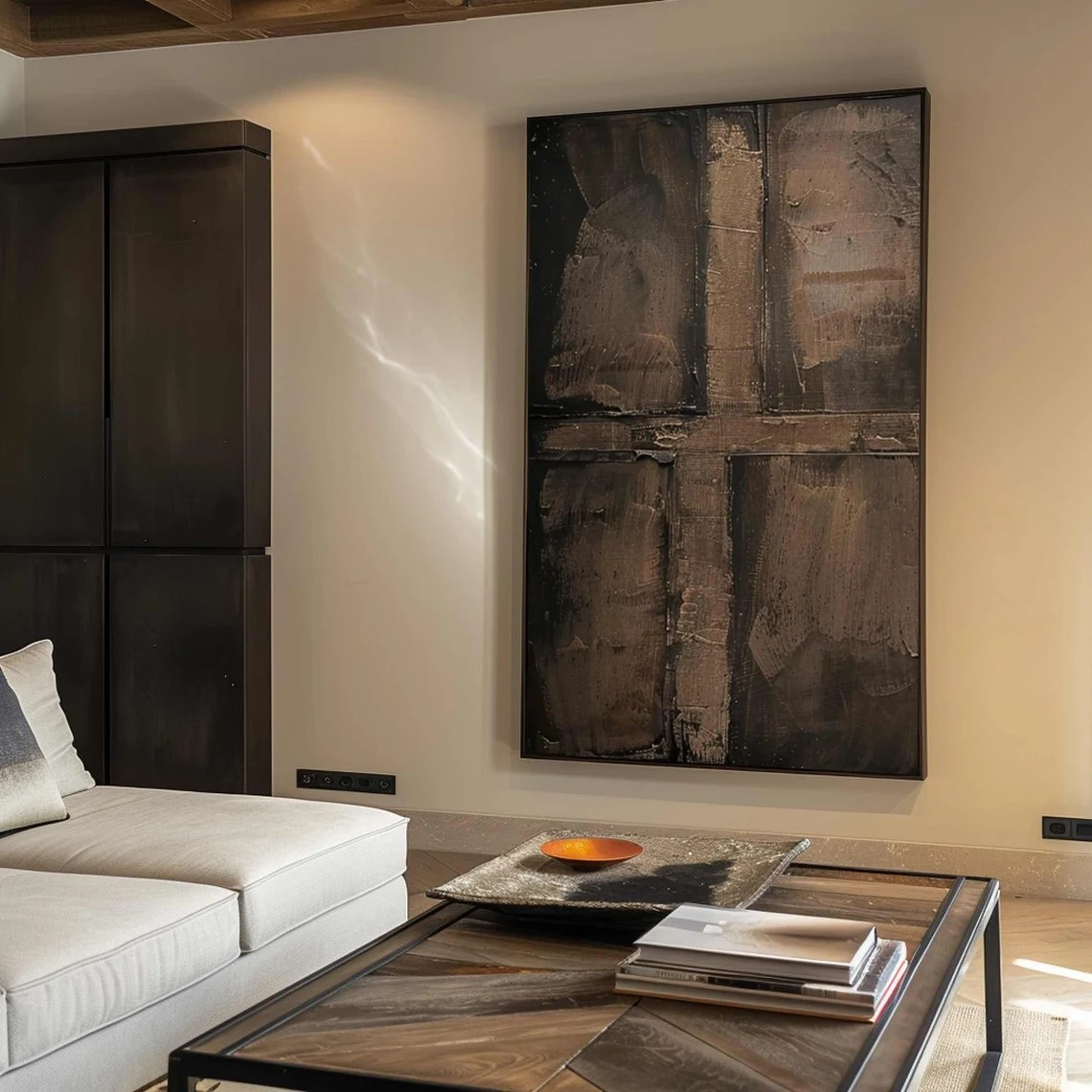 Textured Abstract Canvas, Brown Tones, Wabi-Sabi Inspired Art #BGA 145