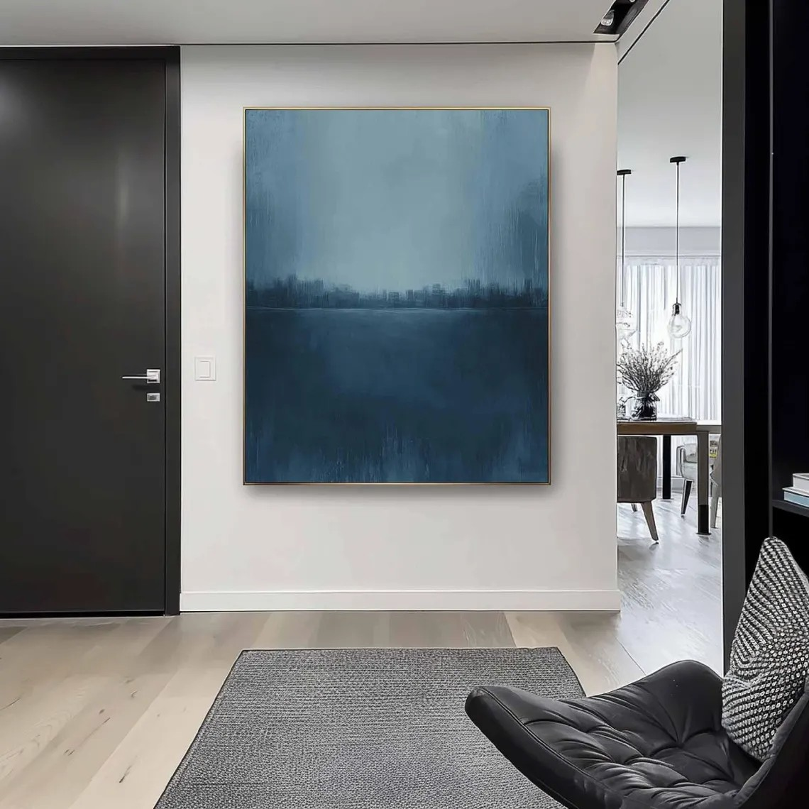Blue Landscape Abstract Painting, Serene Minimalist Wall Art #BGA 138