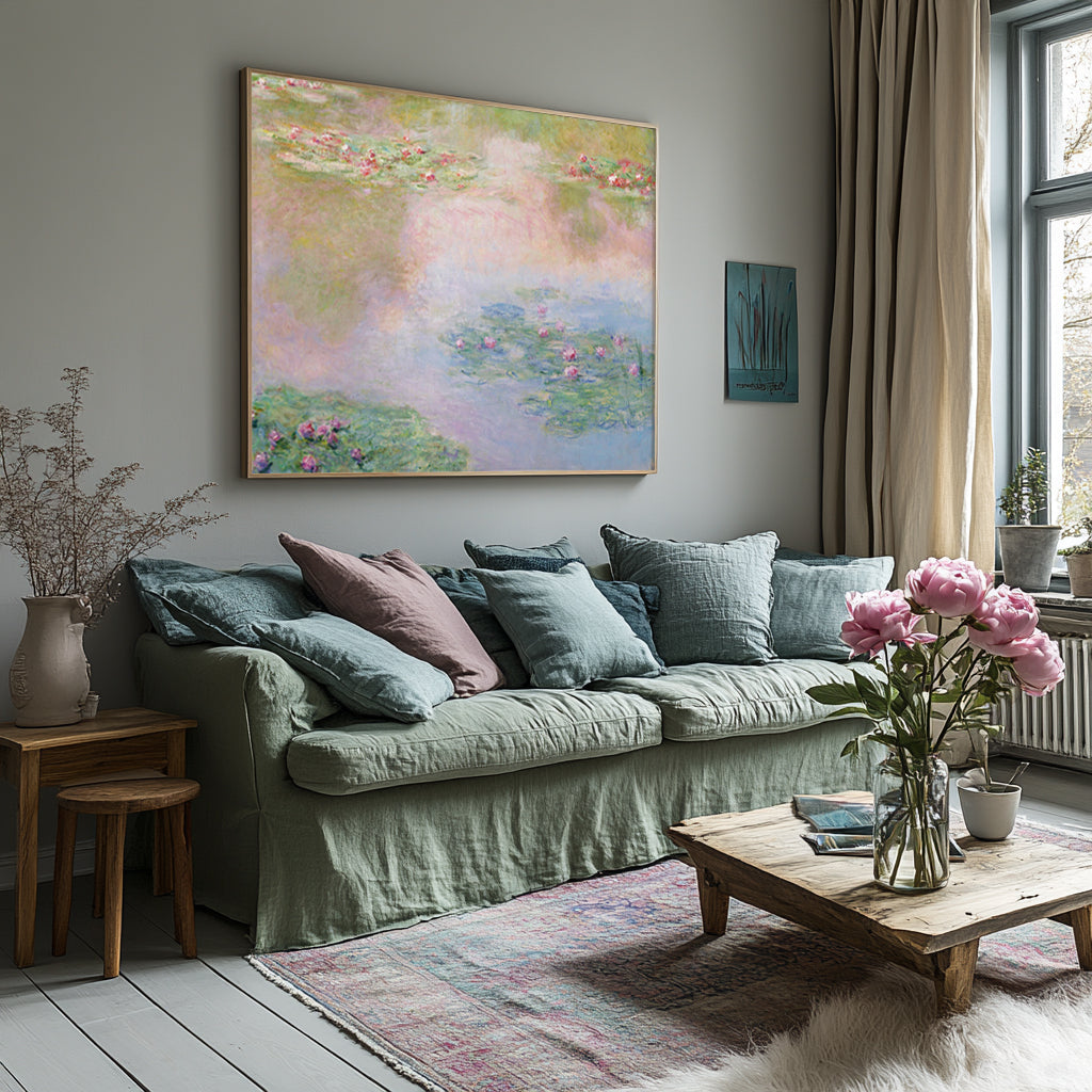 Lily Pond Within The Pink Lilies And Pink Sky Reflection #BGA 071