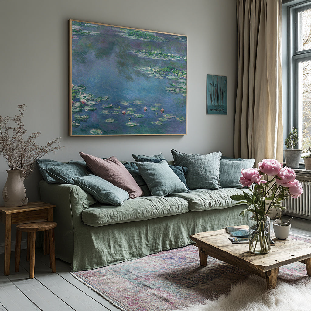 Water Lily Pond At Dusk, Impressionistic Wall Art #BGA 072