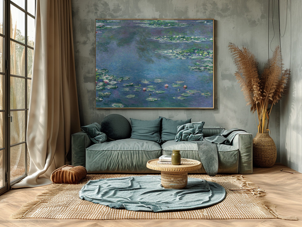 Water Lily Pond At Dusk, Impressionistic Wall Art #BGA 072