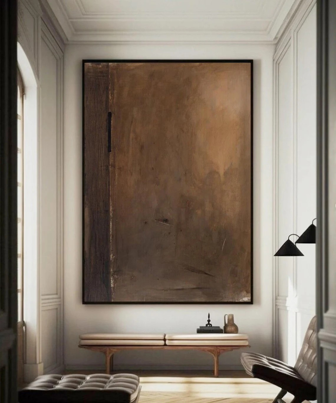 Silent Sediment: Brown Tonal Wabi-Sabi, Modern Textured Piece #BGA 157