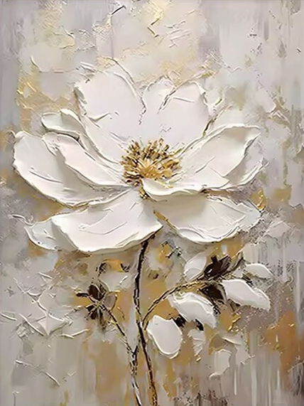 Inspirational Bloom: 3D Flower Art, Large Canvas Statement #BGA 207