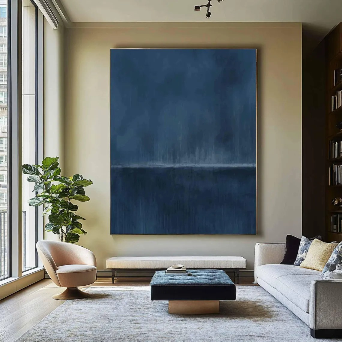 Deep Blue Gradient Minimalist Art, Contemporary Wall Painting #BGA 131