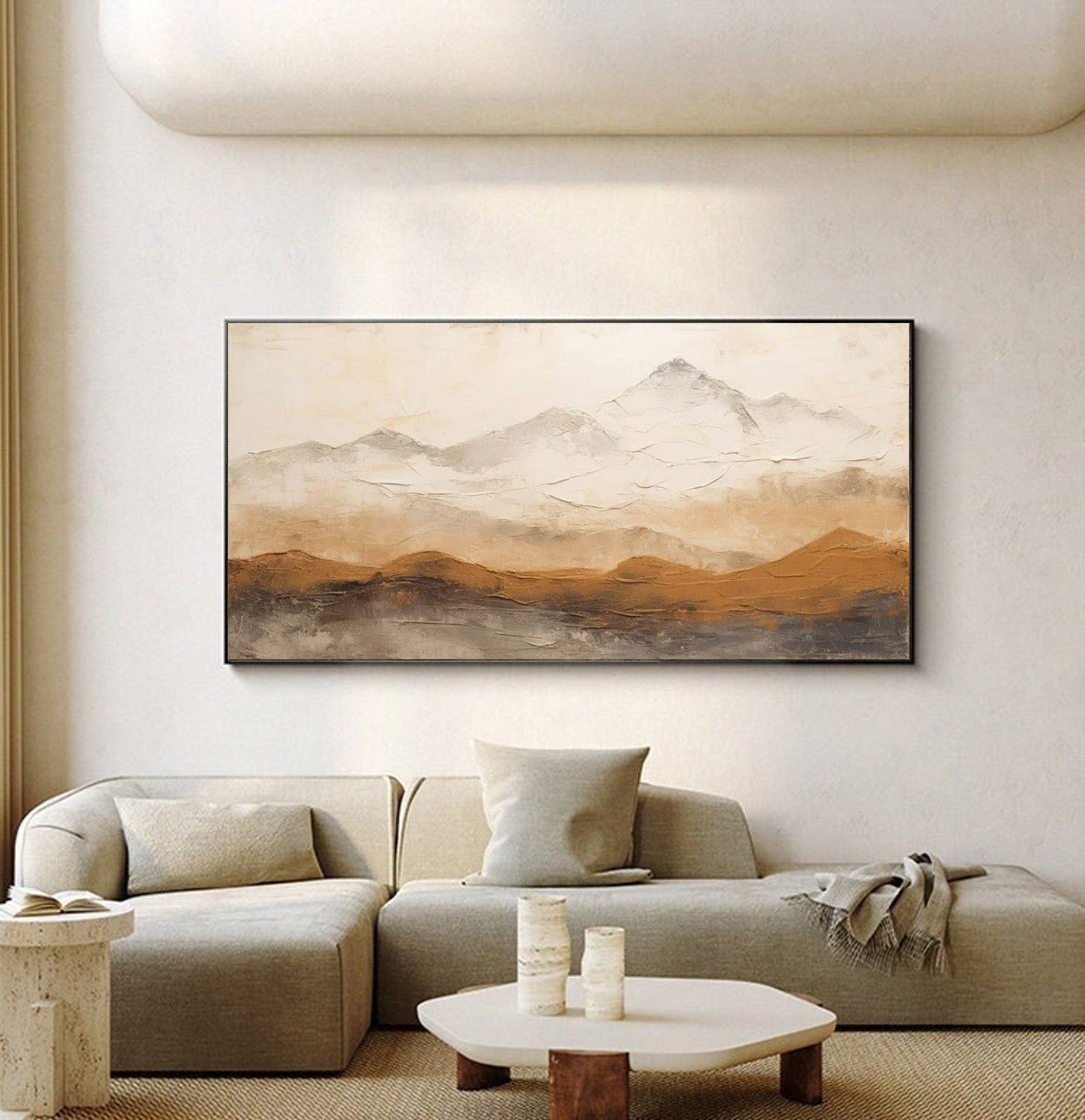 Textured Ascent: Earth Tone Minimalist Mountain Landscape #BGA 234