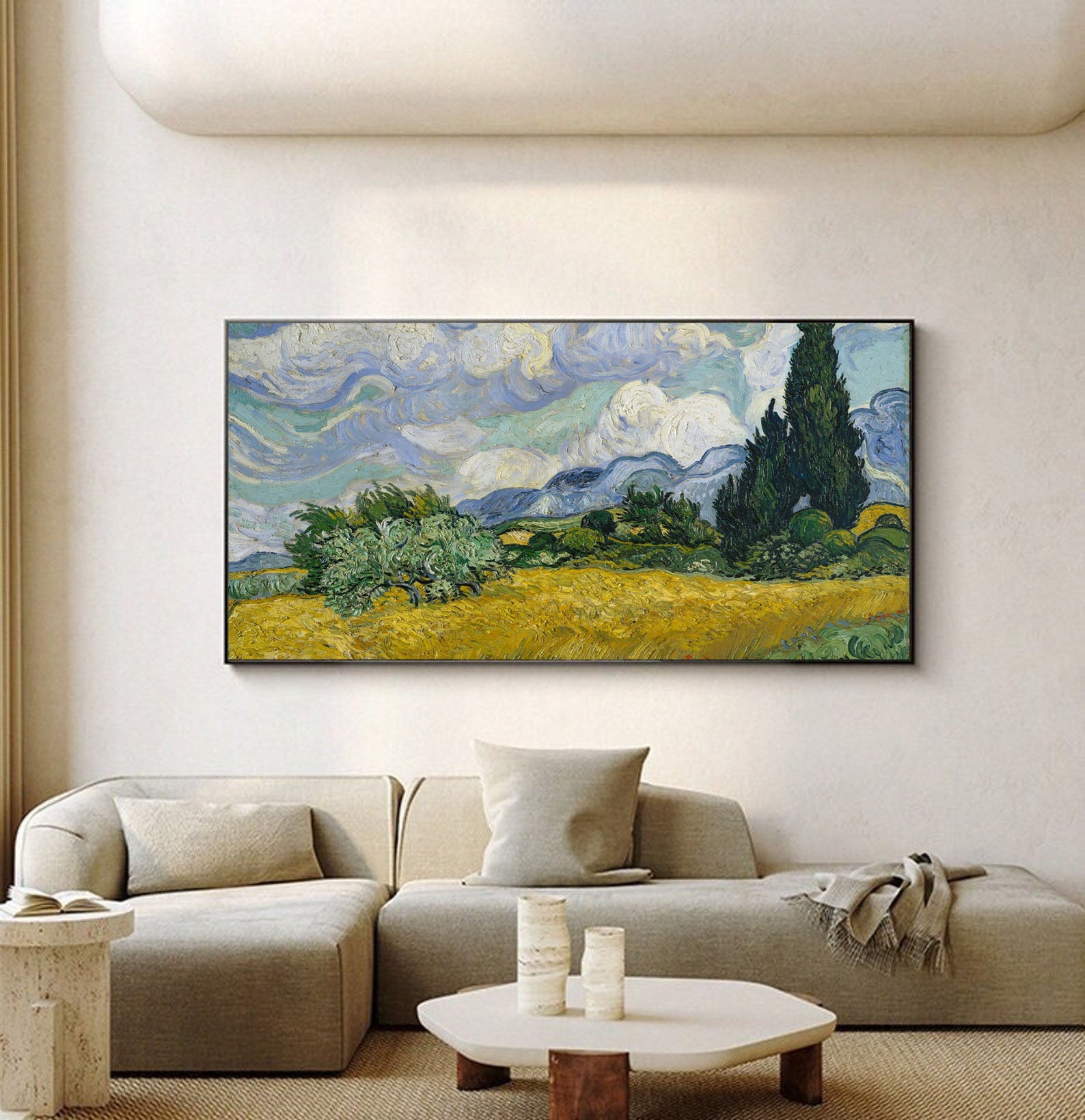 Wheat Field with Cypresses, Van Gogh Inspired Wall Art #BGA 108